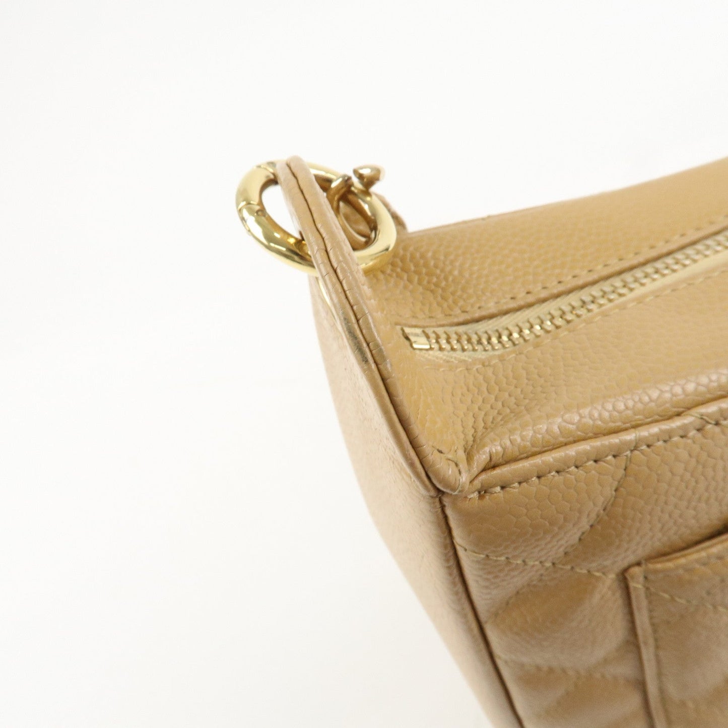 CHANEL COCO Mark Matelasse Shoulder Bag Caviar Skin Beige