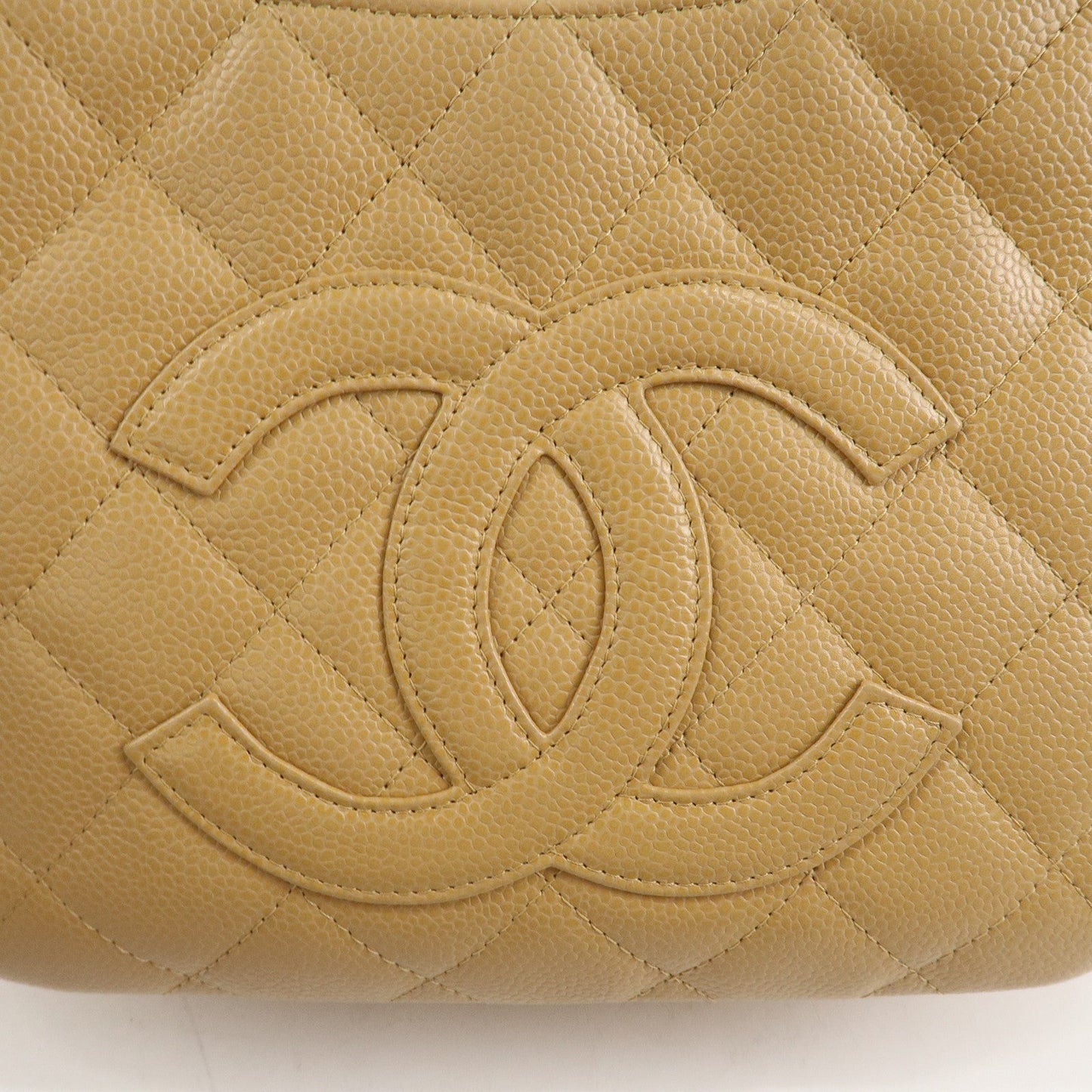 CHANEL COCO Mark Matelasse Shoulder Bag Caviar Skin Beige