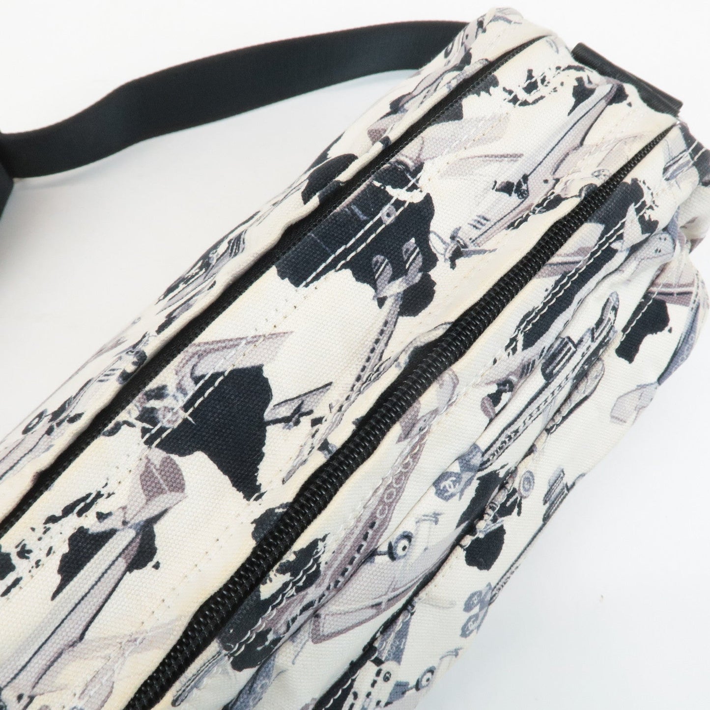 CHANEL Airline Canvas Leather Shoulder Bag Airplane Pattern