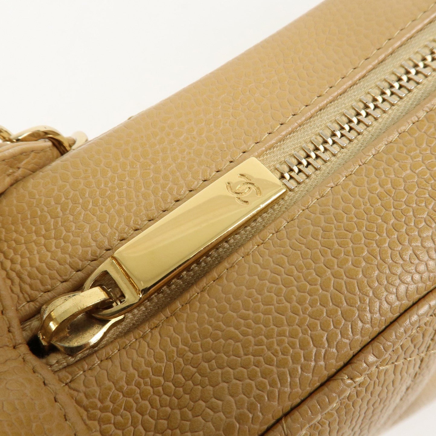 CHANEL COCO Mark Matelasse Shoulder Bag Caviar Skin Beige
