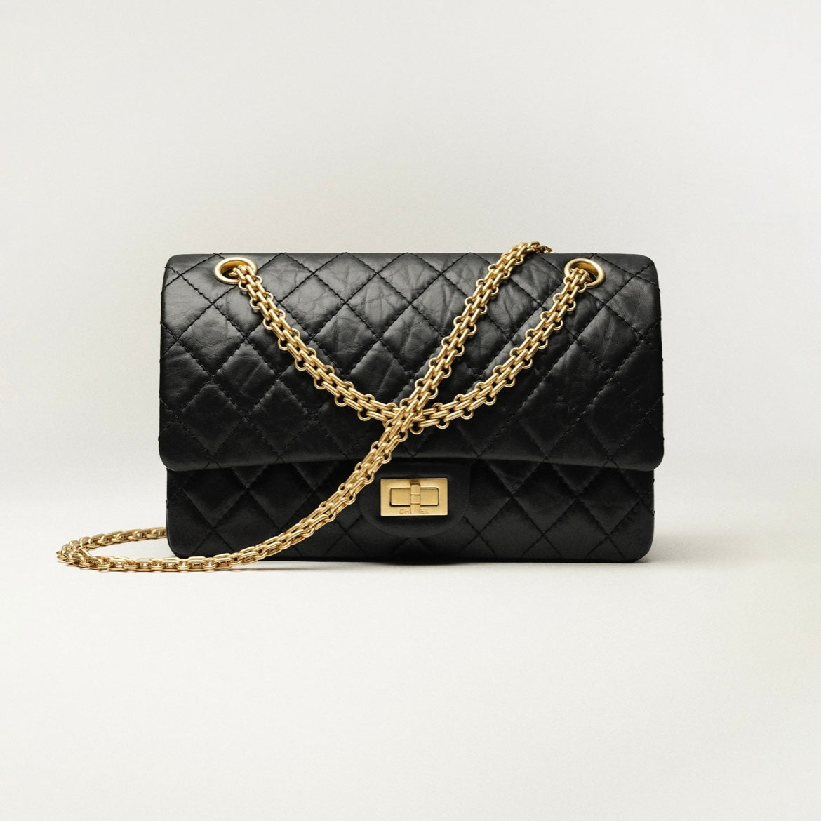 Chanel Aged Calfskin & Gold-Tone Metal Black