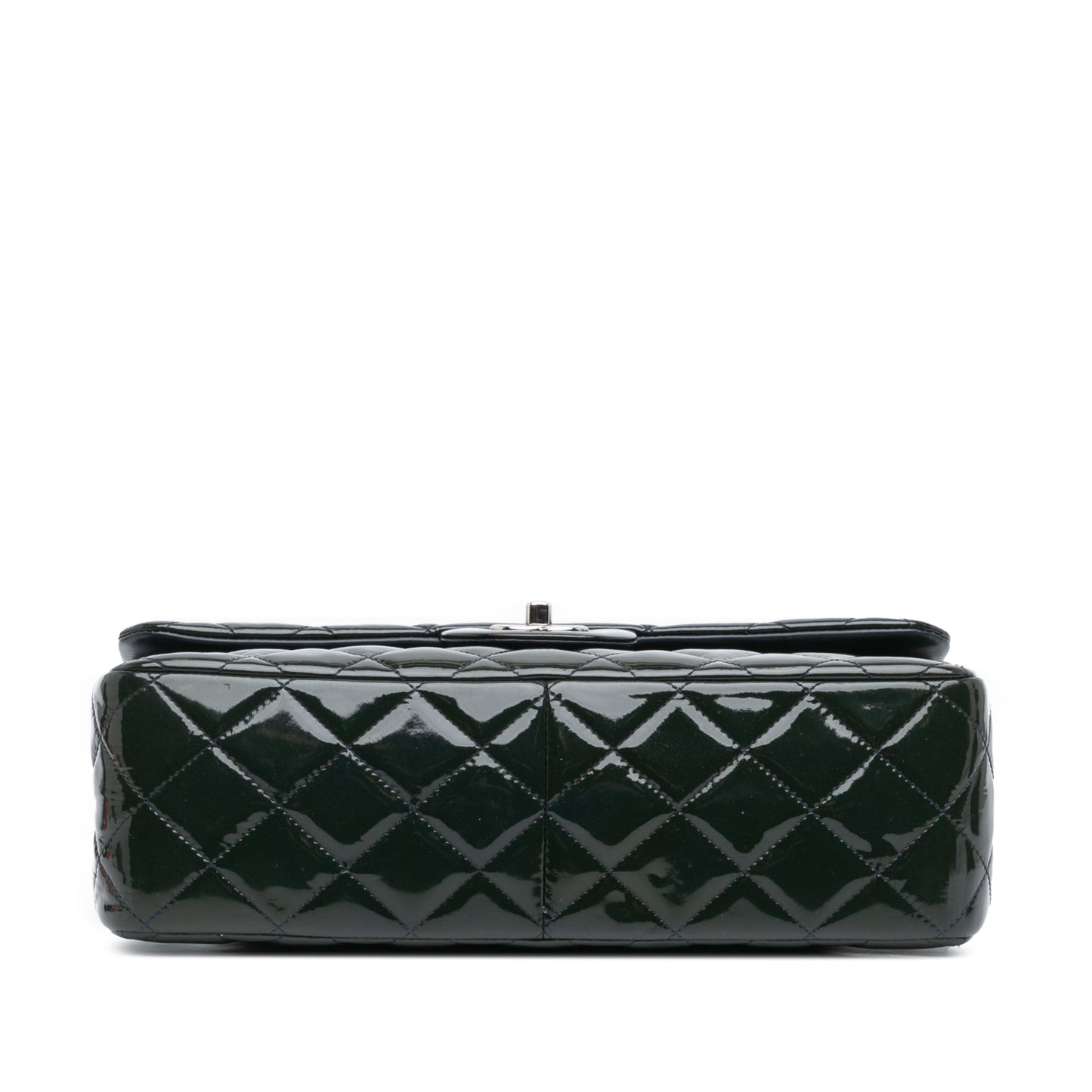 Green Chanel Jumbo Classic Patent Double Flap Shoulder Bag