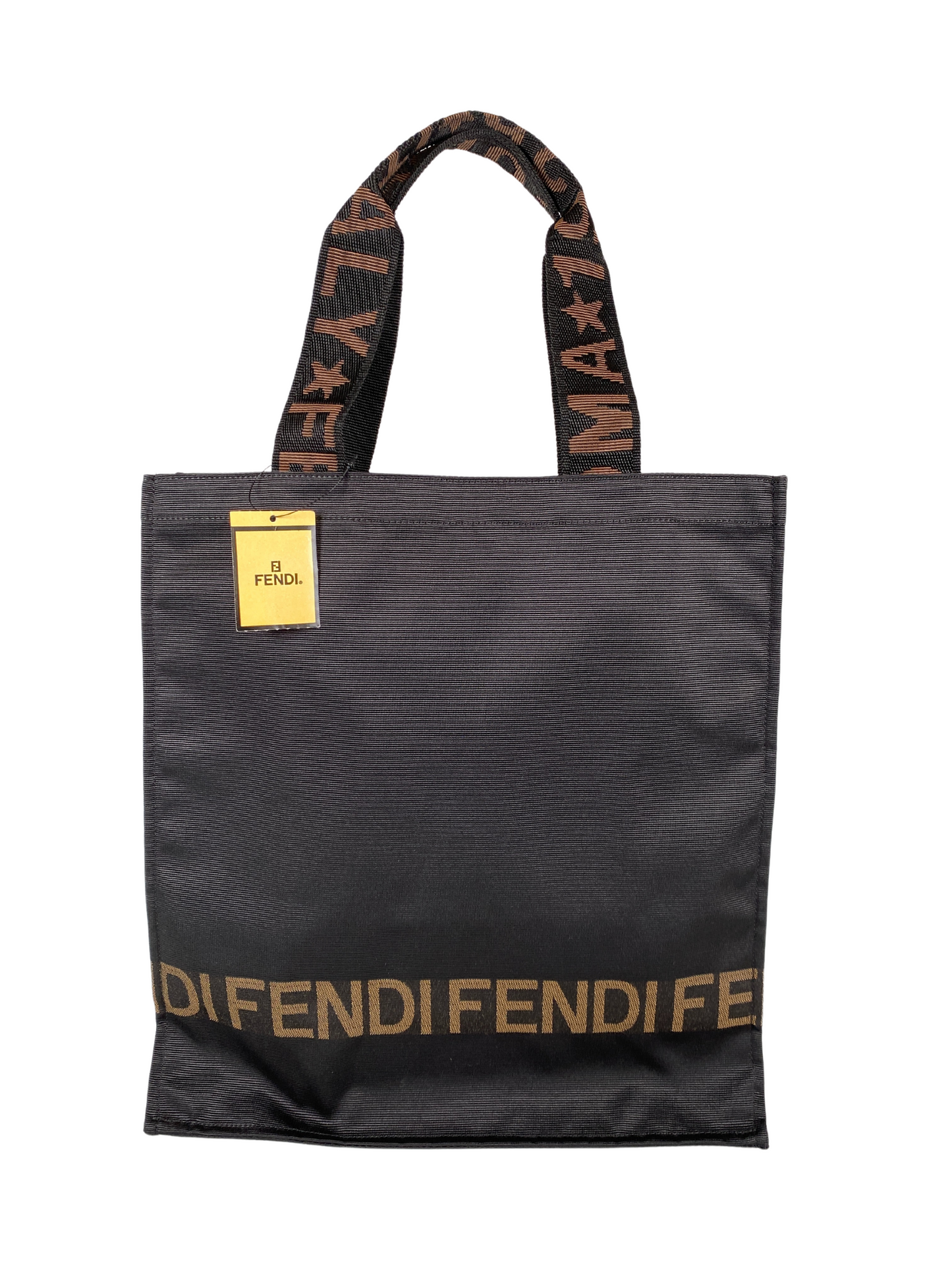 FENDI - BLACK NYLON LOGO TOTE BAG - RARE