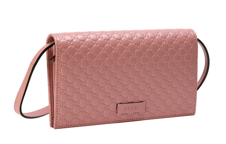 GUCCI Logo Embossing Leather Logo Leather Shoulder Messenger Bag Pink Candy 466507-BMJ1G-5806