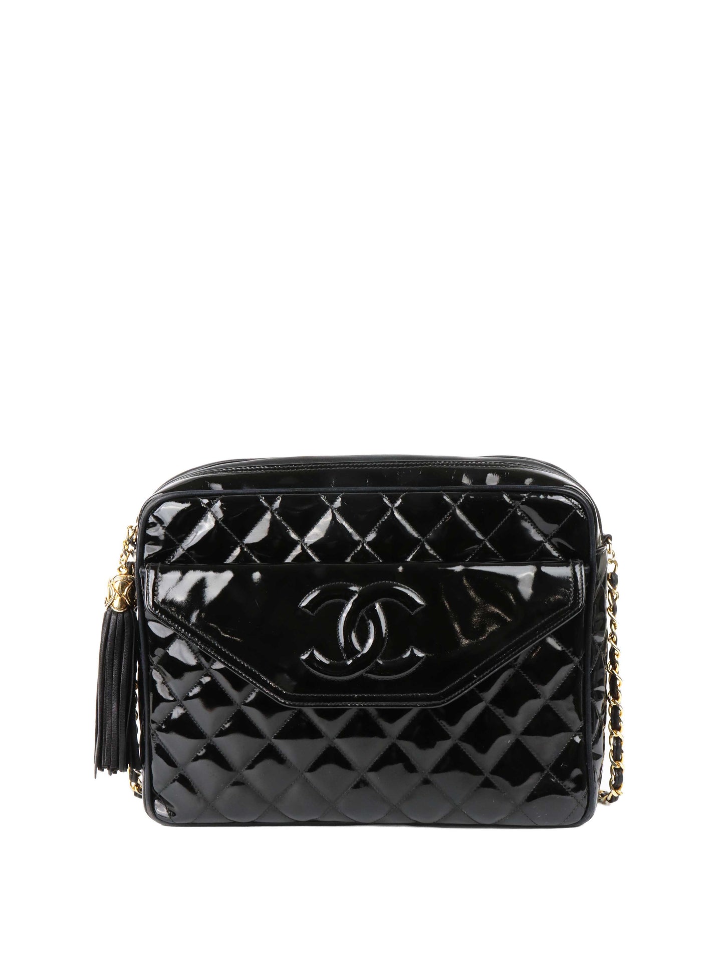 Chanel Black Patent Shoulder Bag.