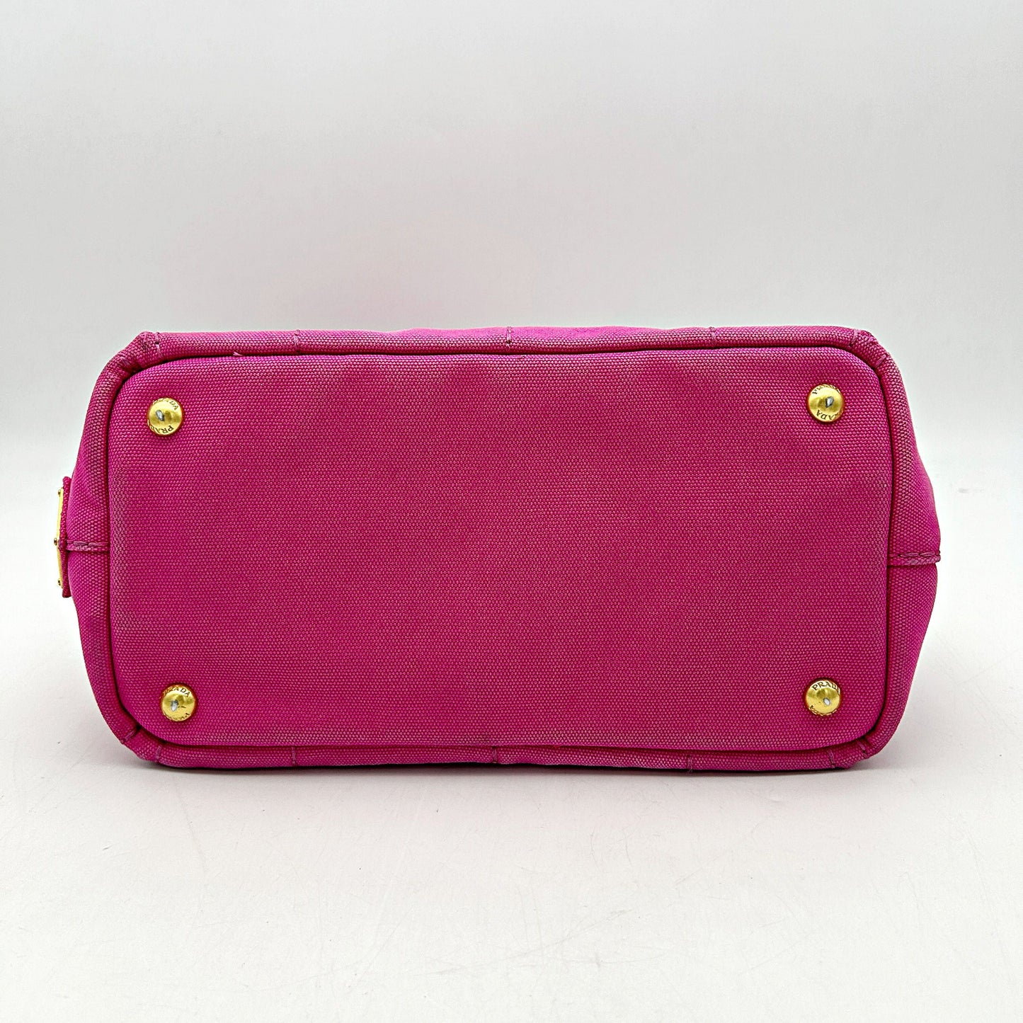 Pre-owned Prada Denim Small Canapa Logo Tote Peonia LA10326