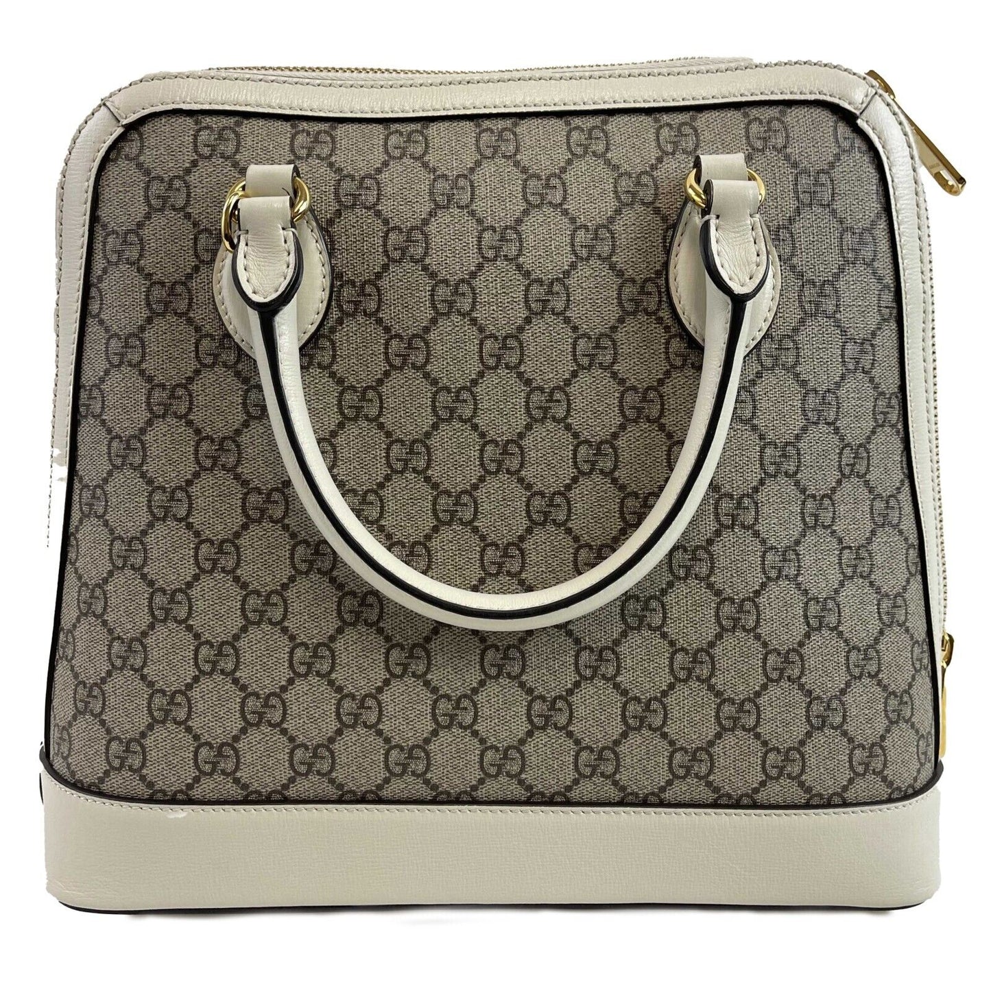 GUCCI GG Supreme 1955 Horsebit Medium Mystic White Top Handle Crossbody