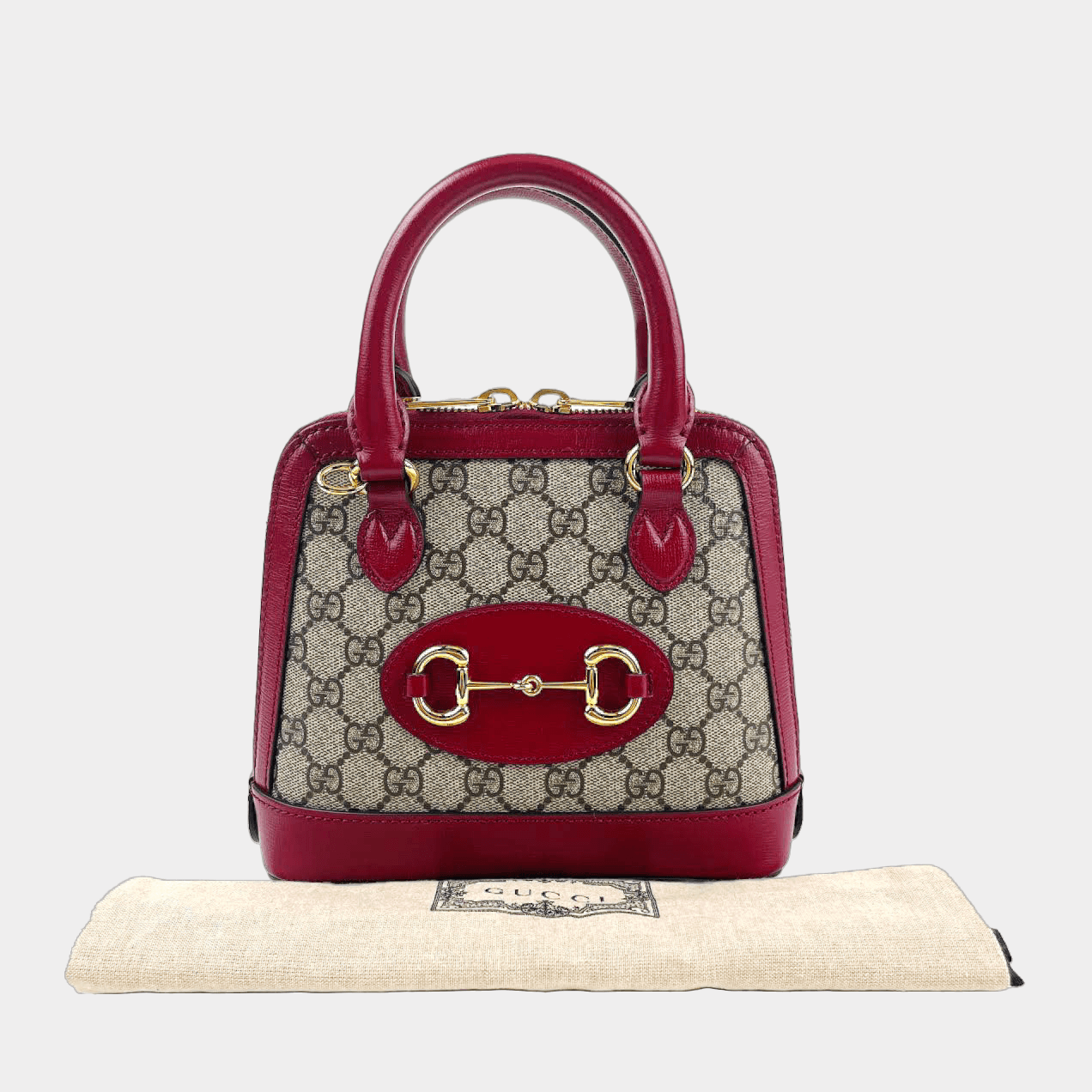 Gucci 1955 Horsebit Tote Supreme GG w/Red