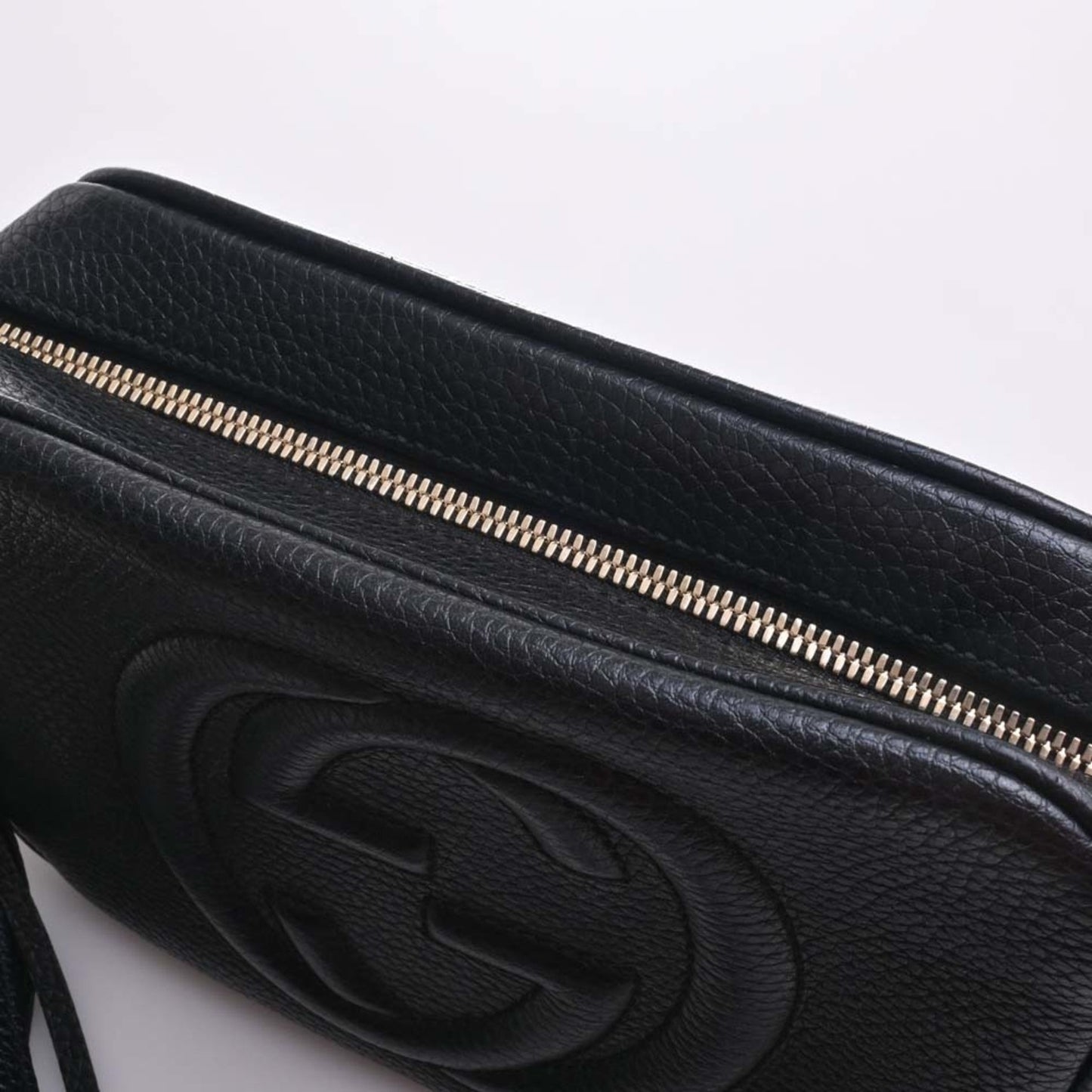 GUCCI Soho Leather Small Disco Bag Shoulder 308364 Black Ladies
