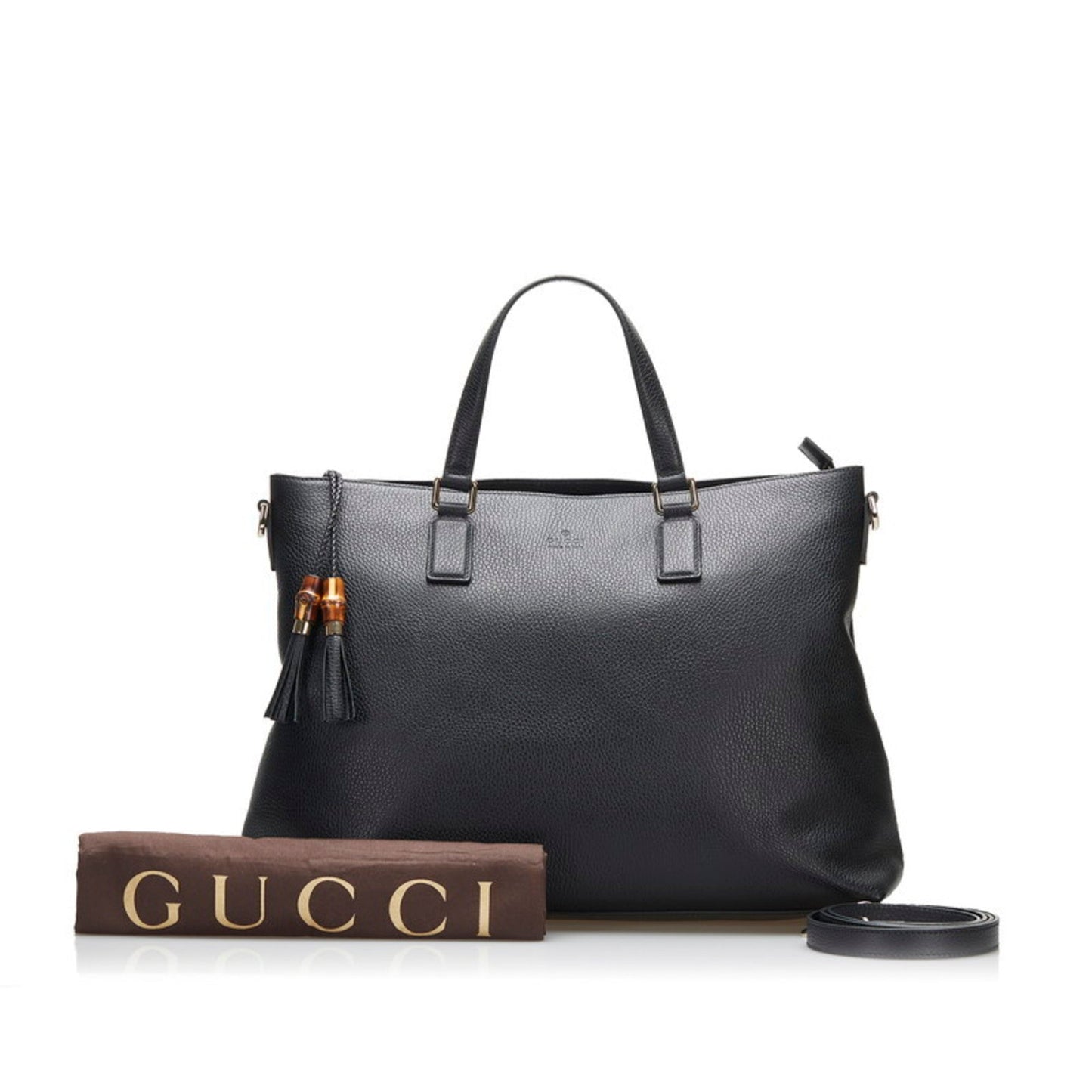 Gucci bamboo tassel tote bag shoulder 365345 black leather ladies Gucci