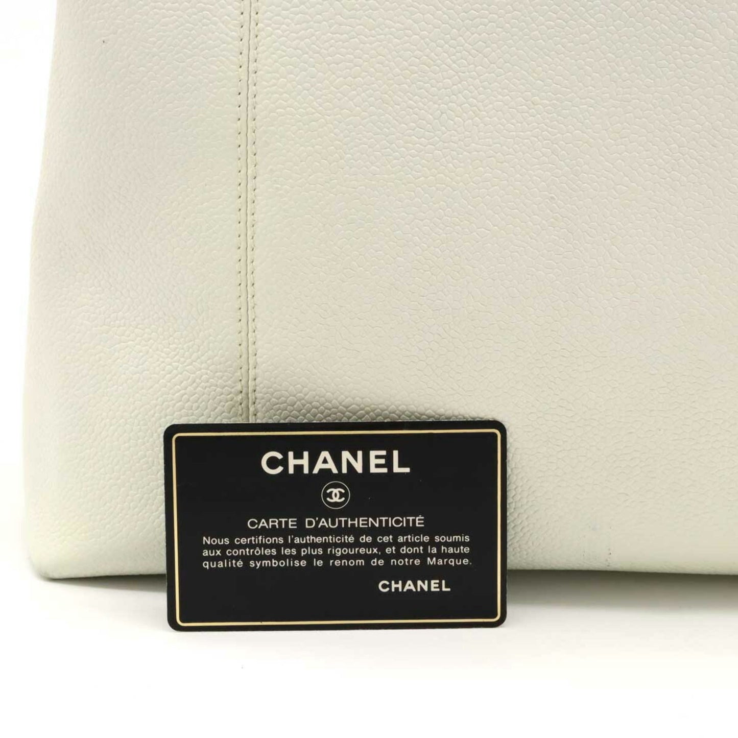 CHANEL tote bag shoulder caviar skin leather white