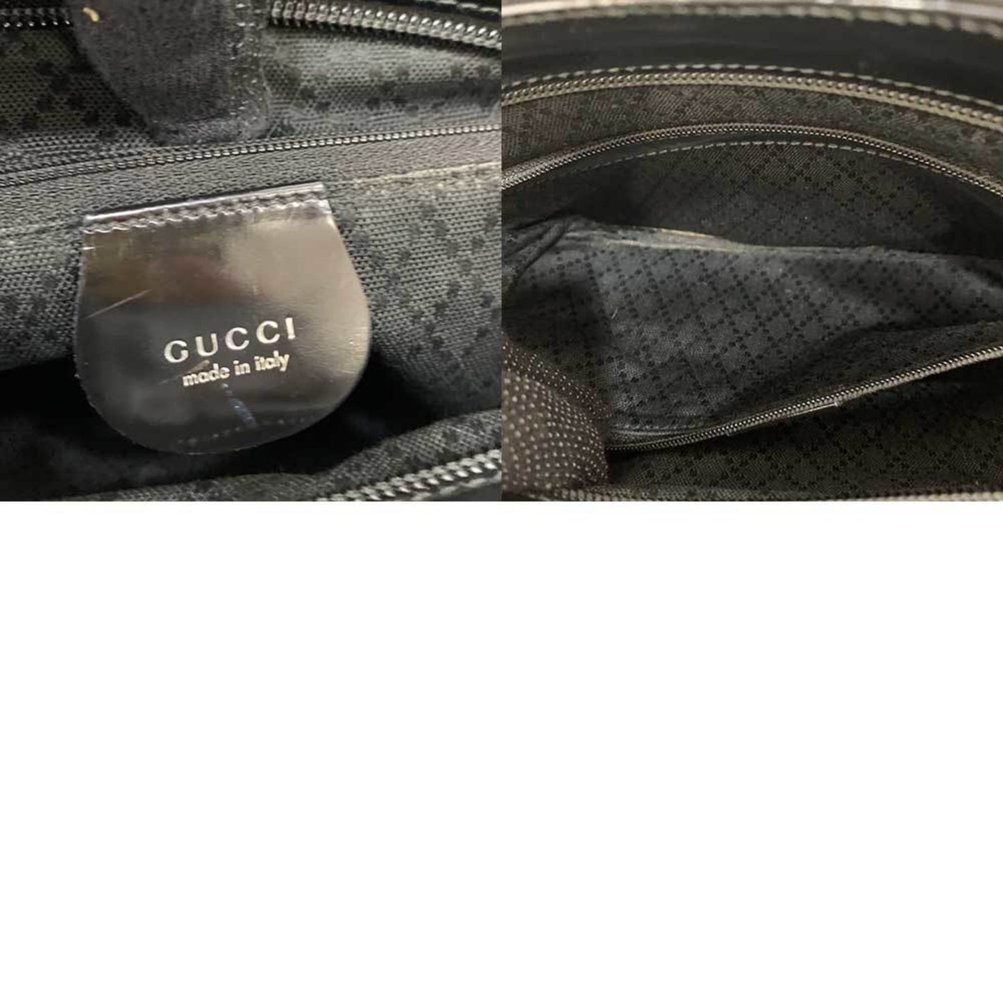 Gucci Bag Bamboo HandBag Black x Brown 2way Square Ladies Nylon Canvas Enamel Leather