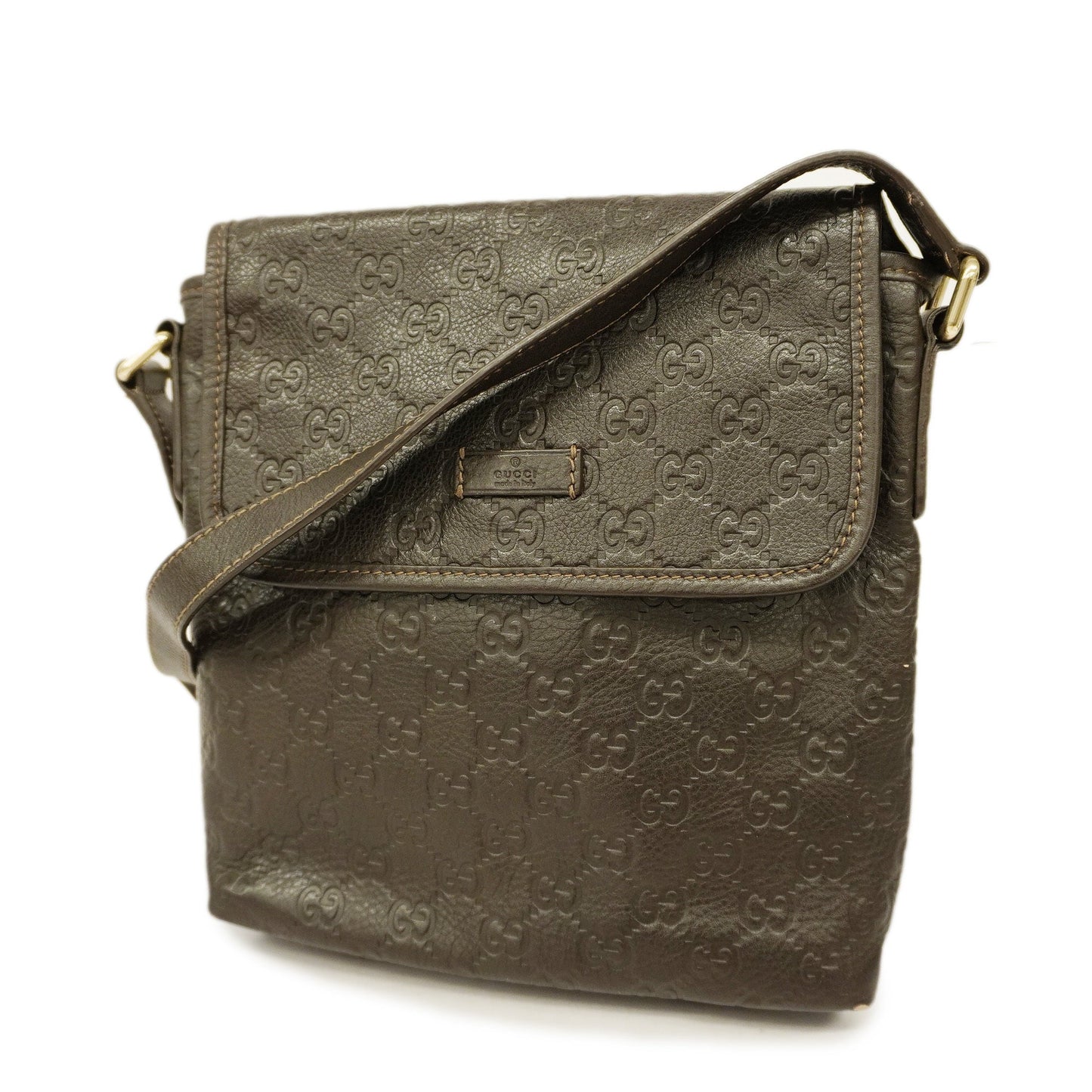 GUCCI Sima 223666 Women's Leather Shoulder Bag Dark Brown