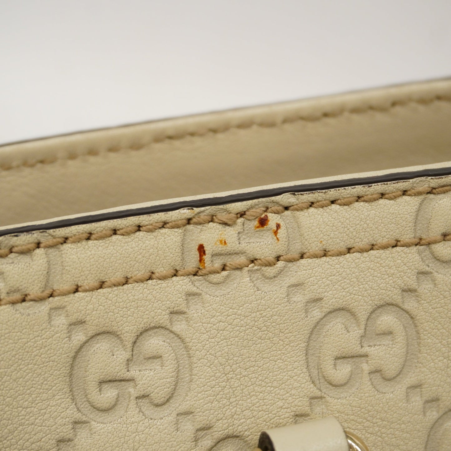 GUCCI ssima Tote Bag Shima 353119 Women's Leather Tote Bag Ivory