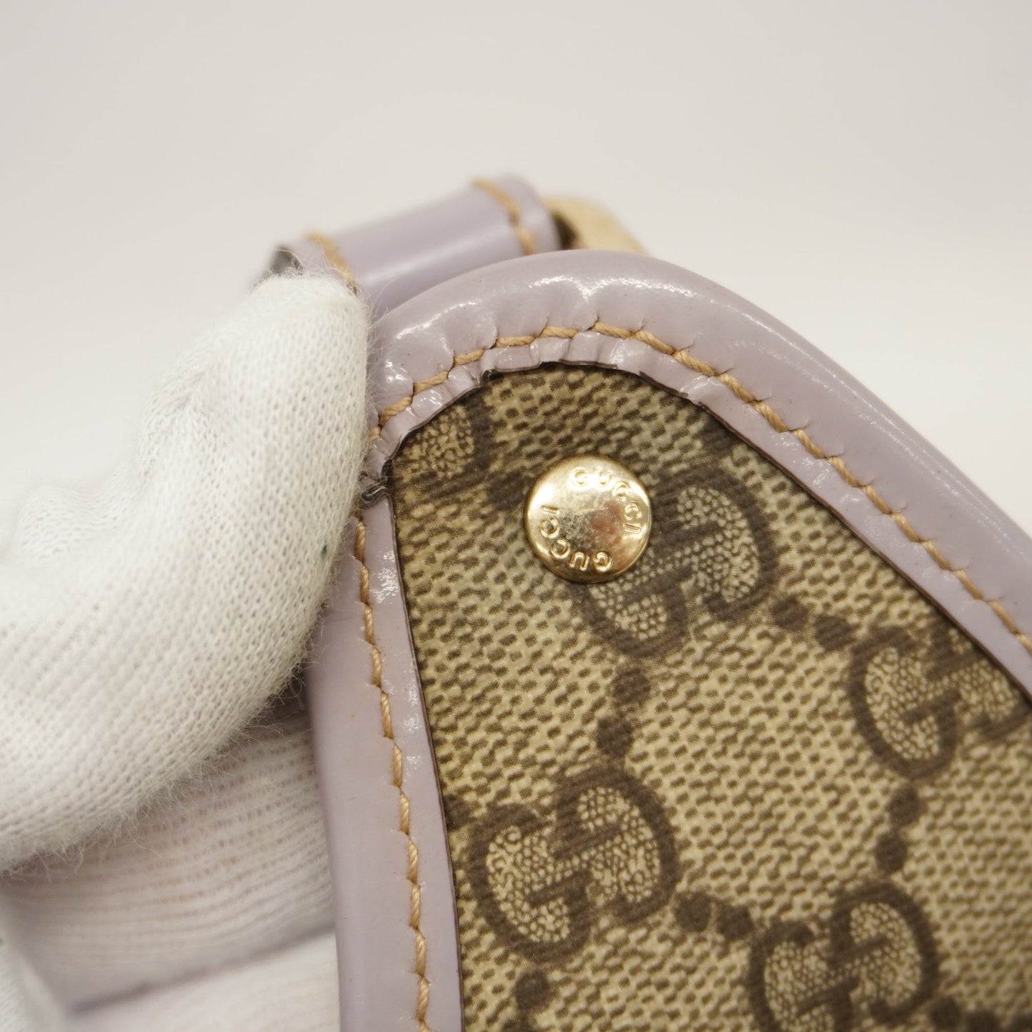 Gucci Tote Bag Sima 203494 Women's GG Supreme Tote Bag Beige,Purple