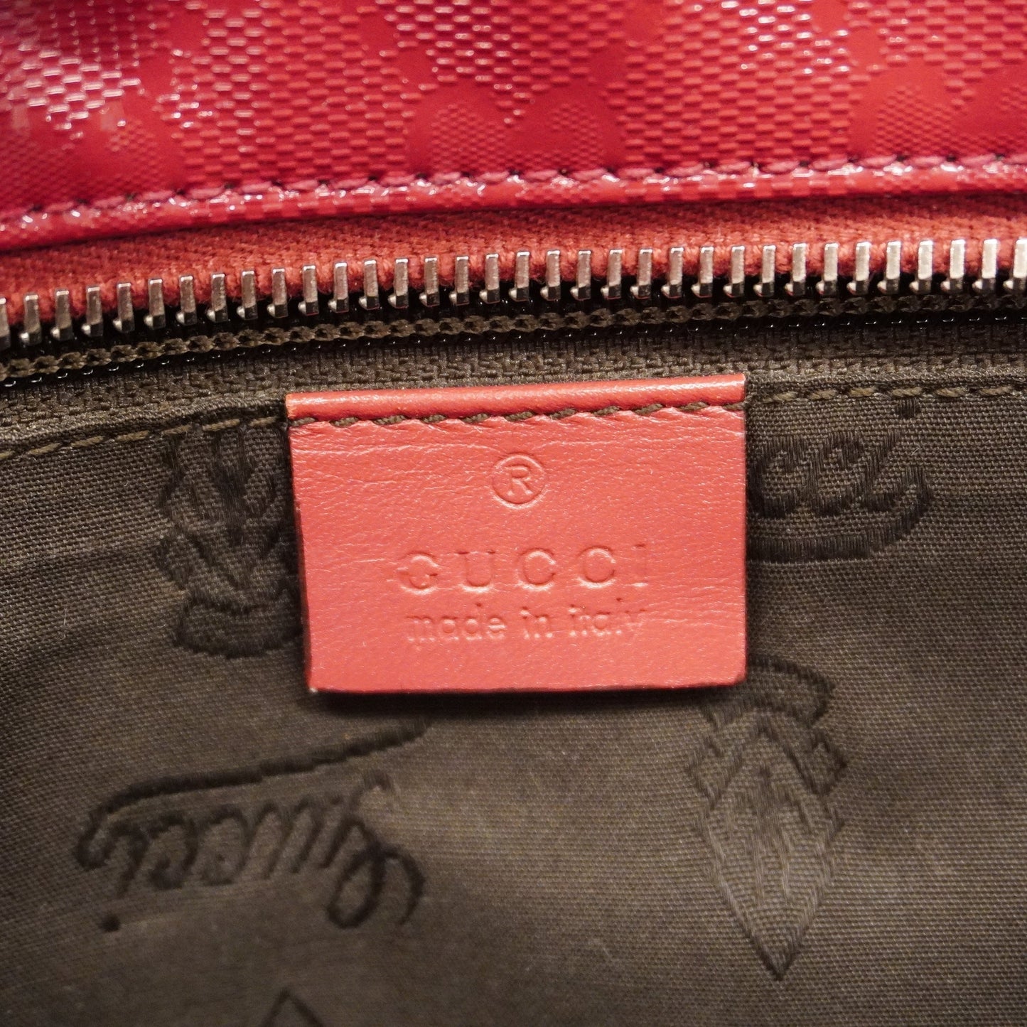 GUCCI GG Imprime 211137 Women's Leather Tote Bag Red Color