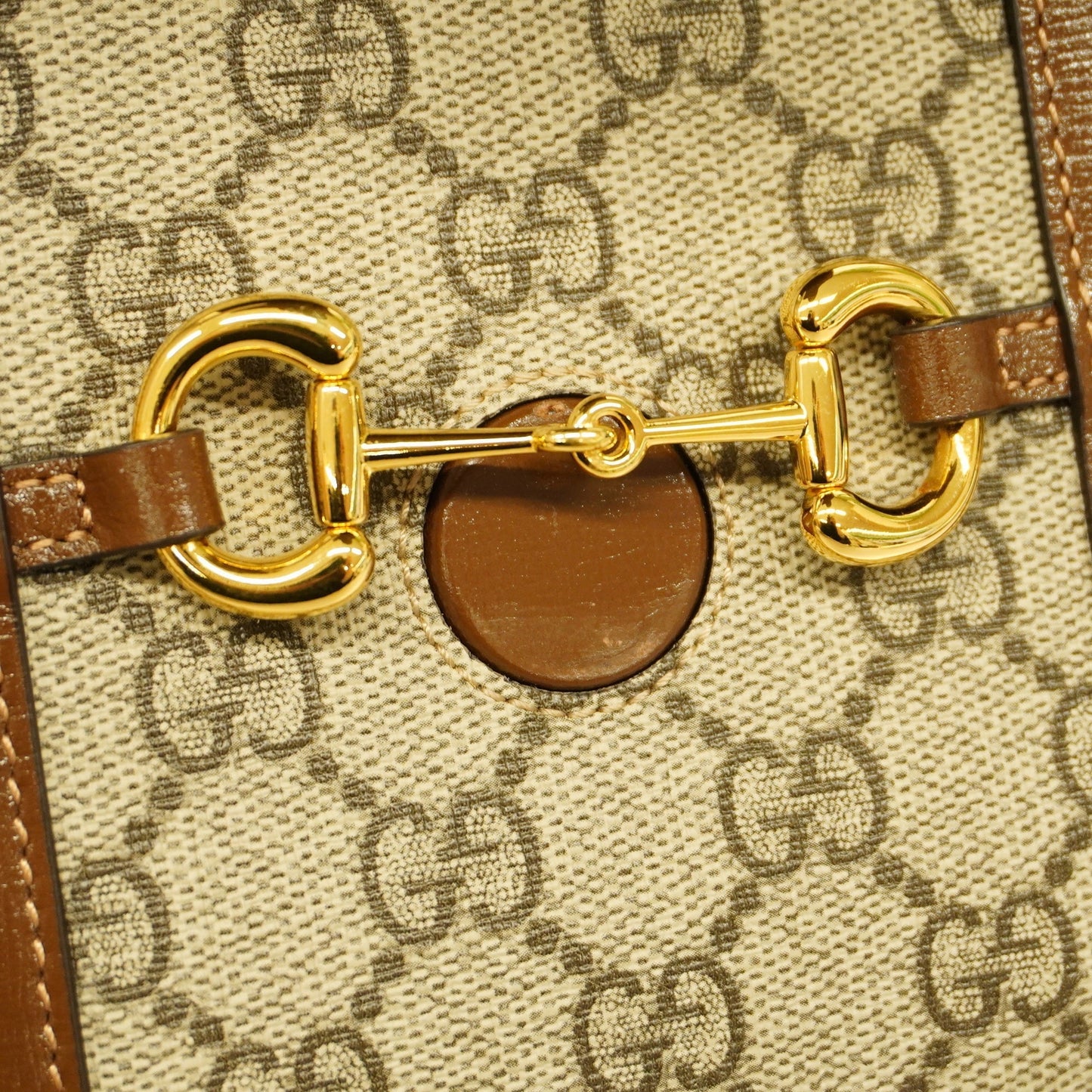 GUCCIAuth Horsebit 625615 Women's GG Supreme Shoulder Bag Beige,Brown