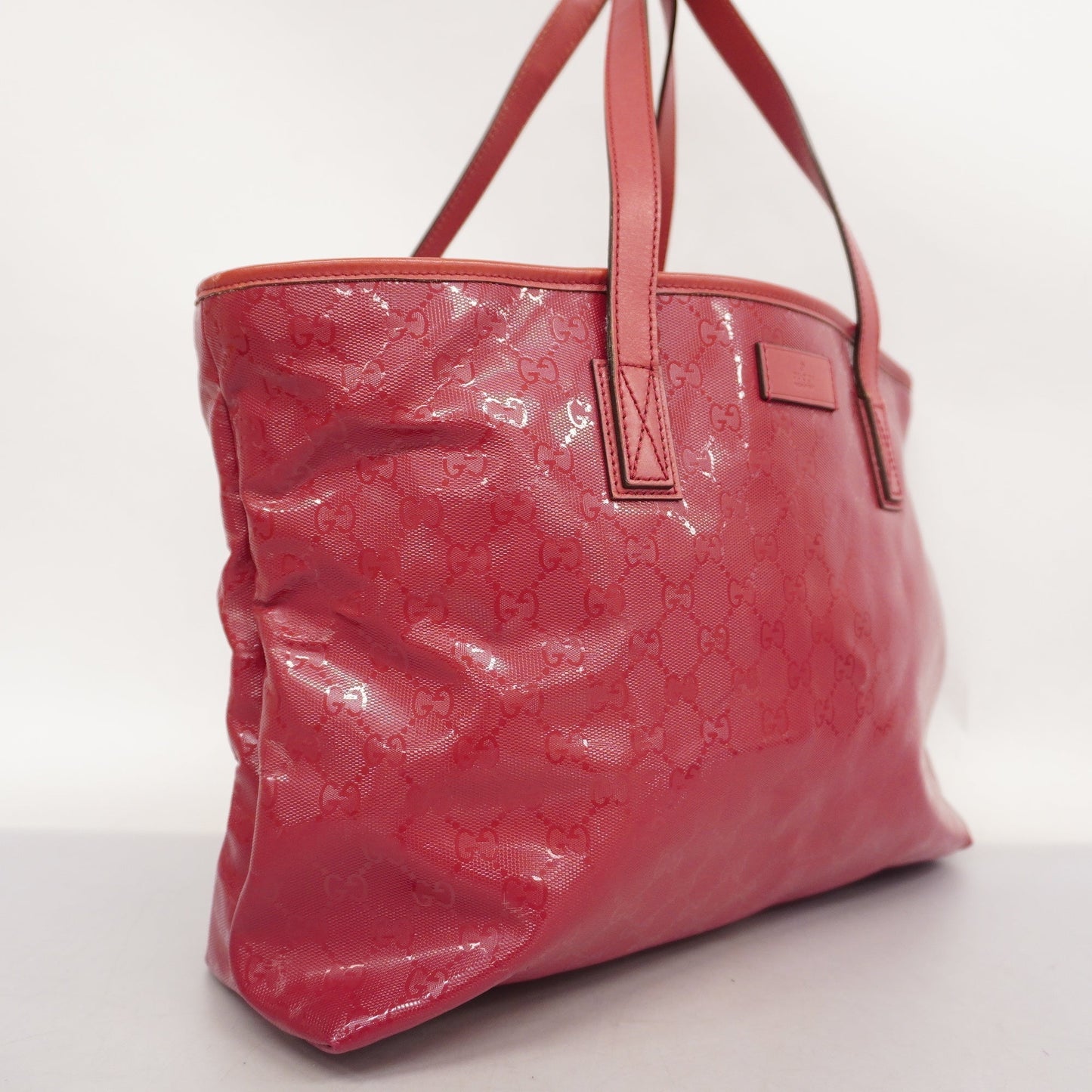 GUCCI GG Imprime 211137 Women's Leather Tote Bag Red Color