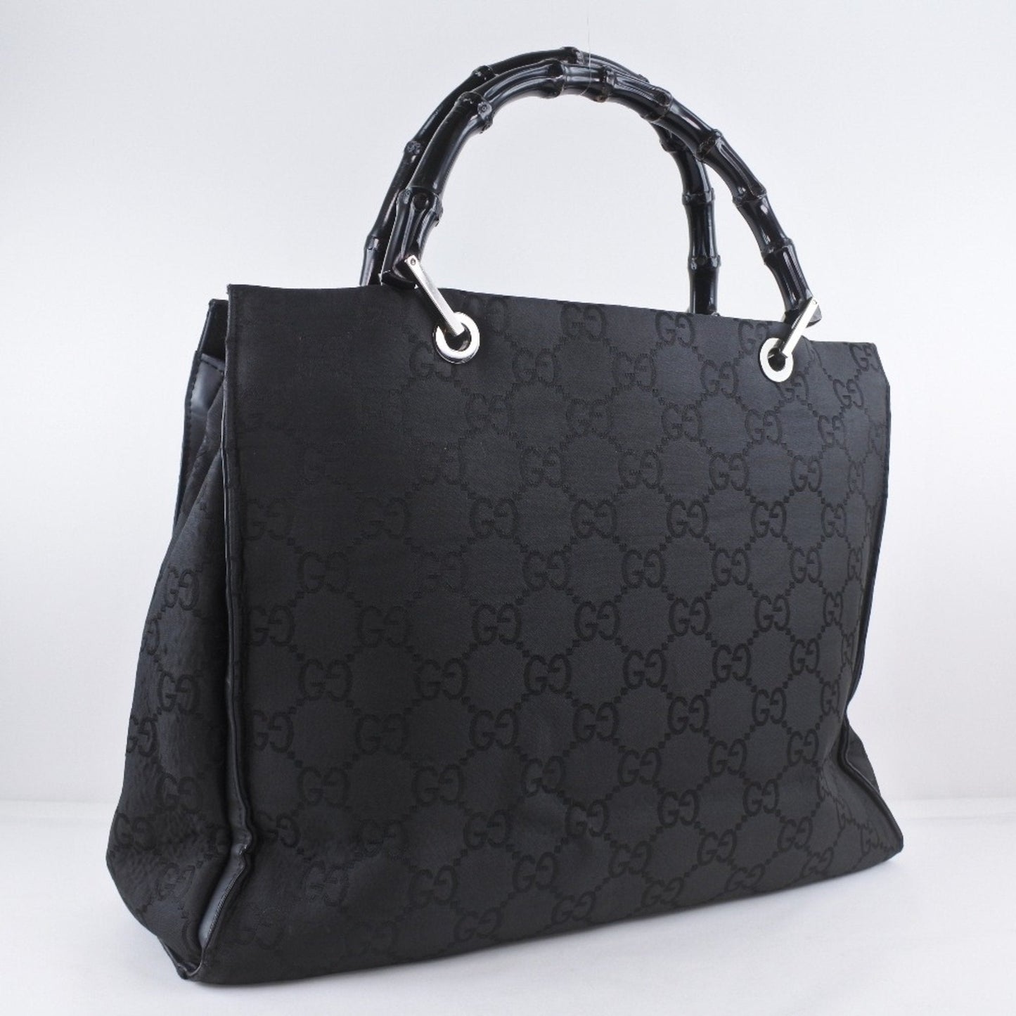 Gucci Bamboo 002-1010 GG Canvas Black Unisex Tote Bag