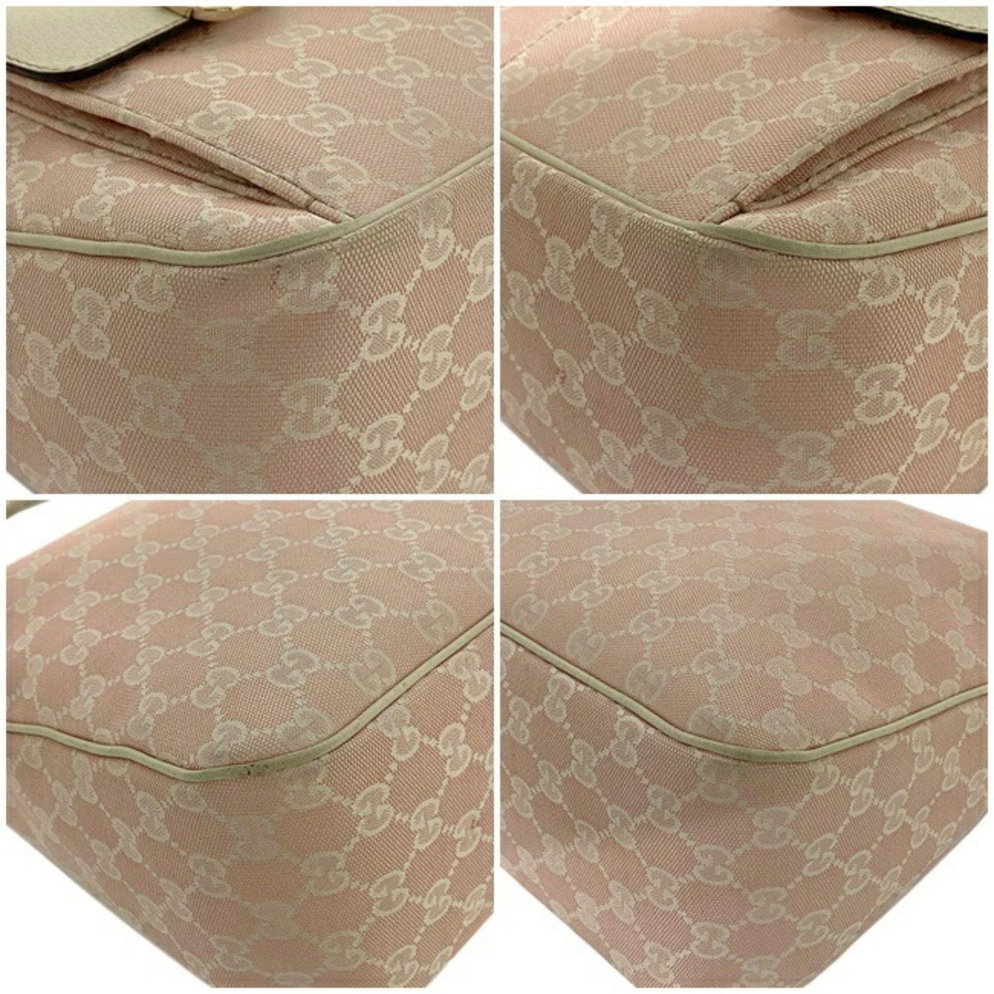 Gucci Bag Pink White Abbey 153025 Canvas Leather GUCCI Ladies GG