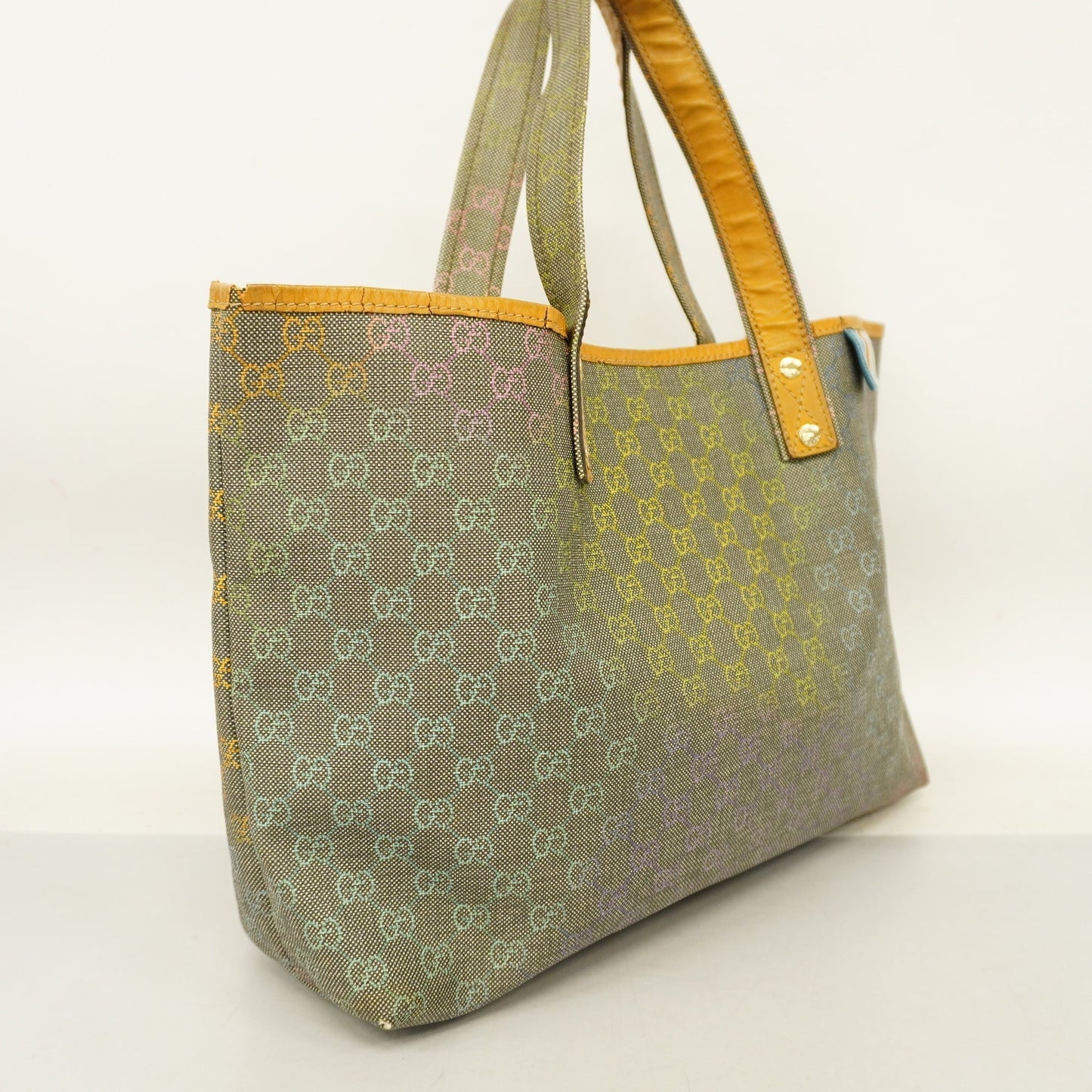 Gucci 211134 Women's GG Supreme,Leather Tote Bag Beige,Black,Multi-color