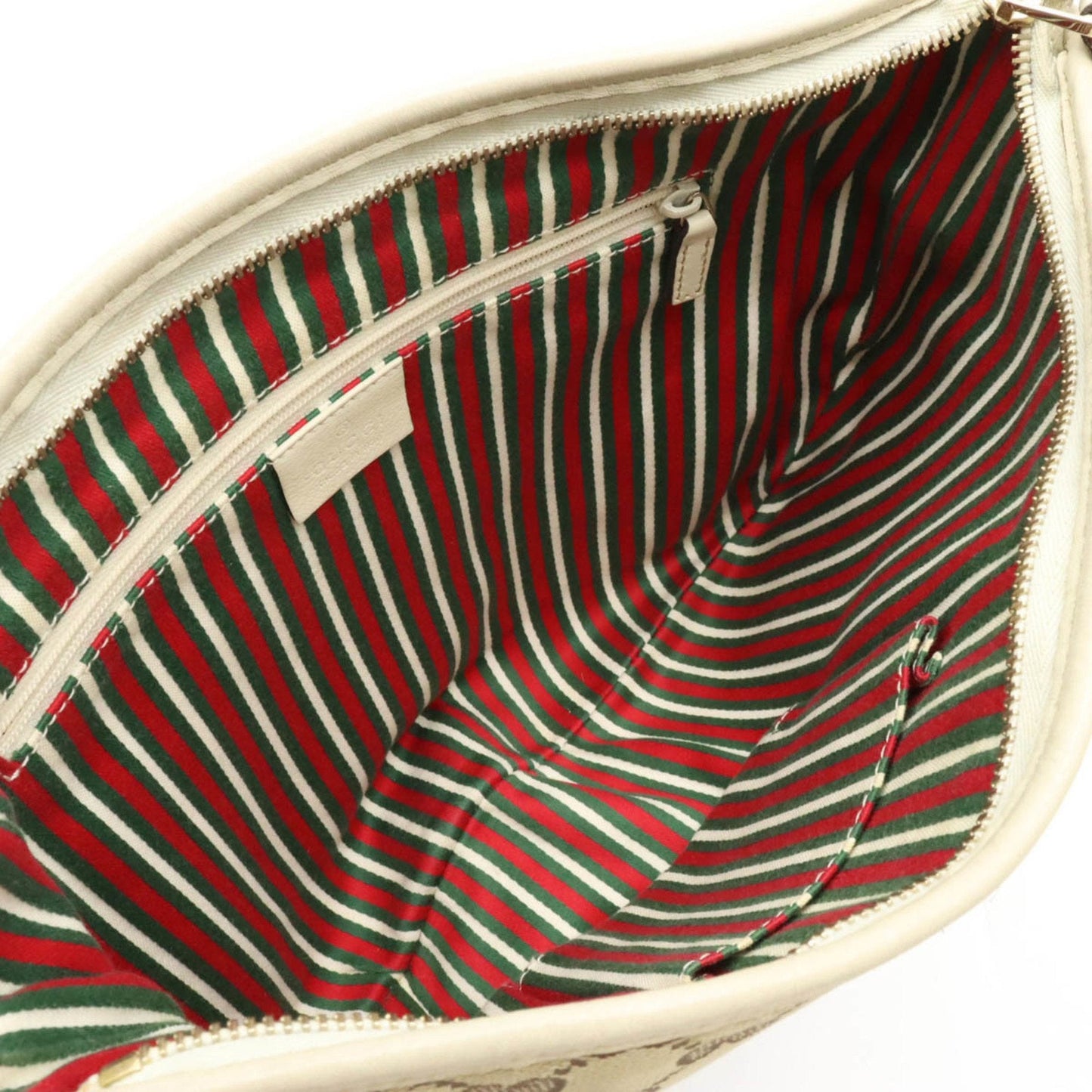 GUCCI GG Canvas Shoulder Bag Leather Khaki Beige Ivory White 169998