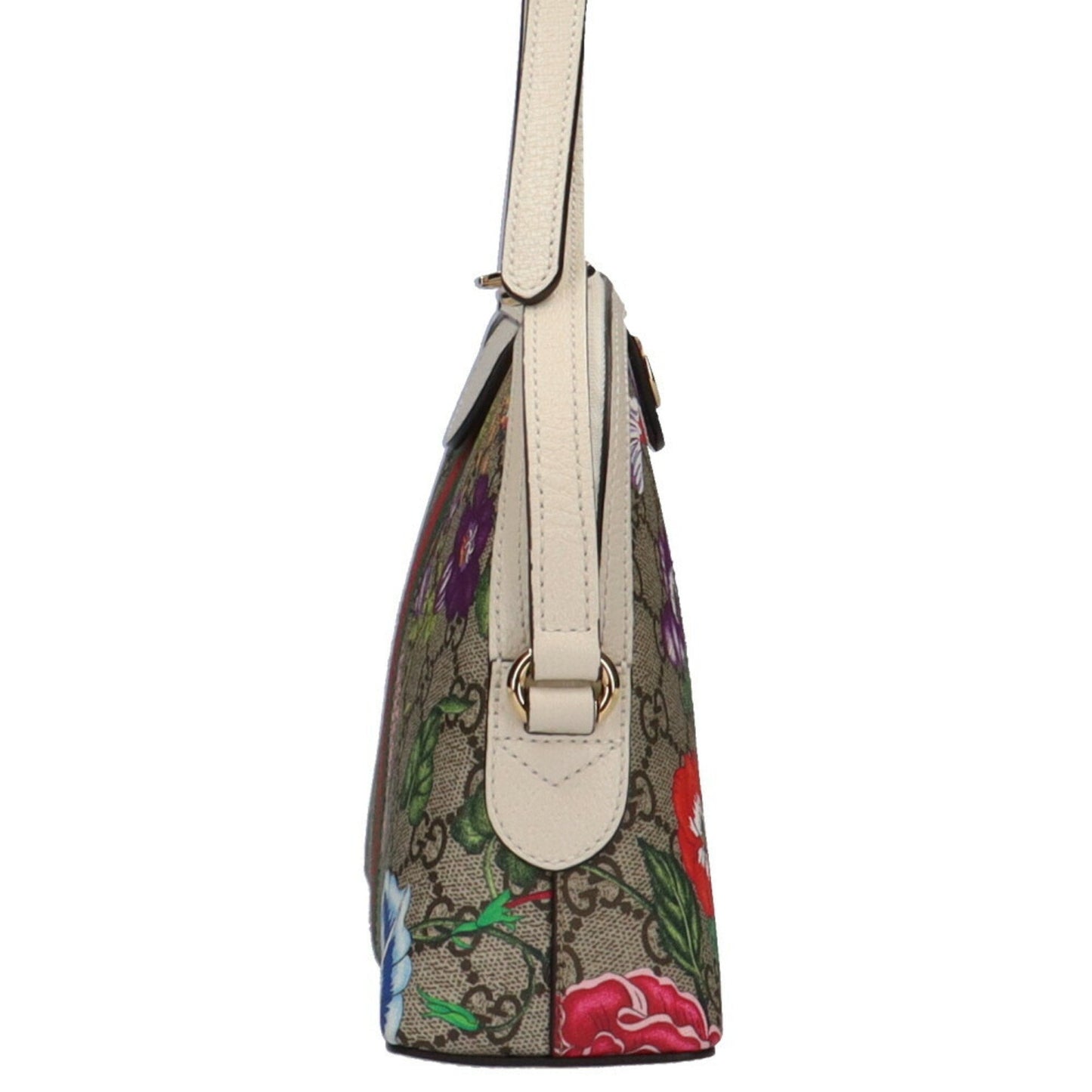 Gucci GG Flora Supreme Shoulder Bag Canvas Beige/Epony Women's