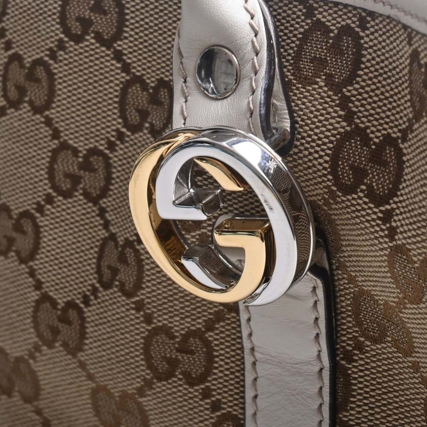 GUCCI GG Canvas Twins Tote Bag 232957 Beige/White Women's