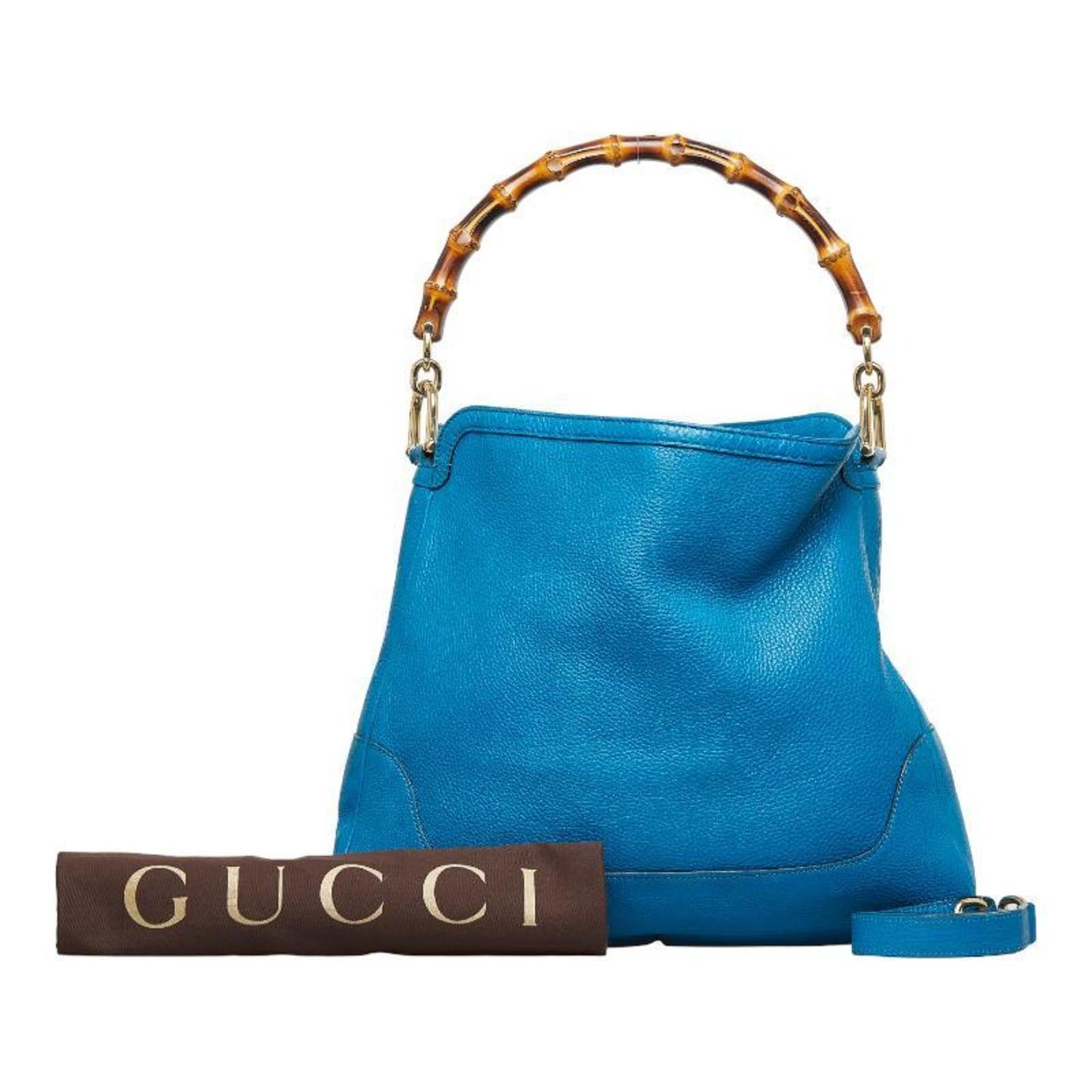 Gucci Bamboo Diana HandBag Shoulder Bag 282315 Blue Leather Ladies