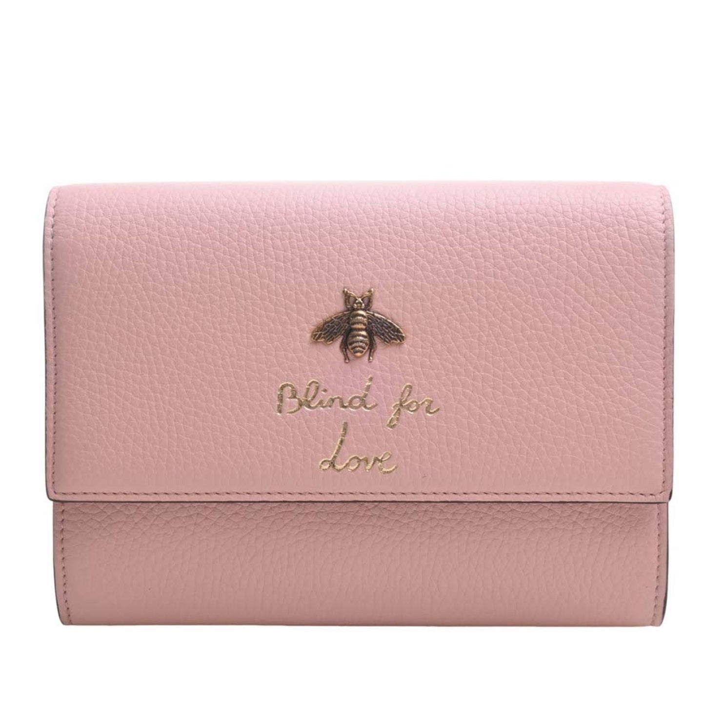 GUCCI Leather Animanie Bee Shoulder Bag 498097 Pink Women's