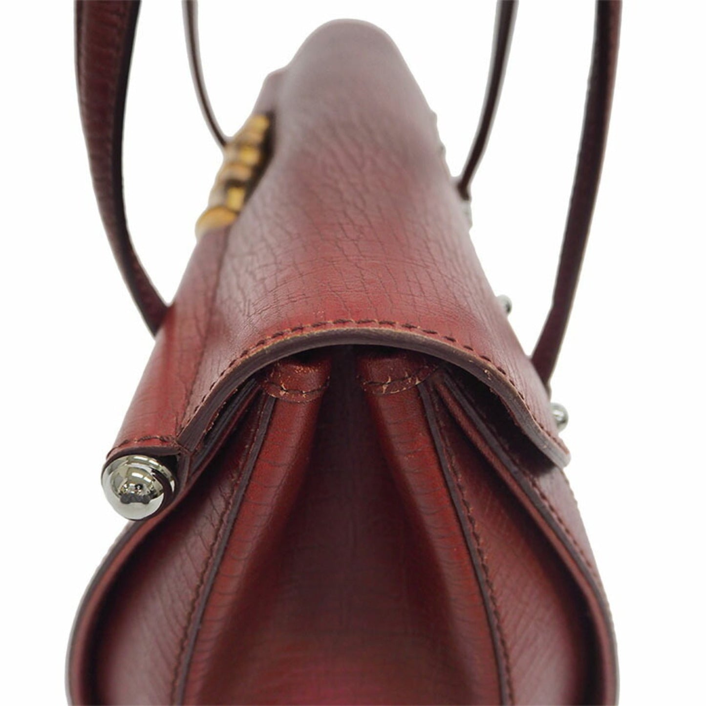 Gucci 111713 GG canvas bamboo handBag red tubular shoulder