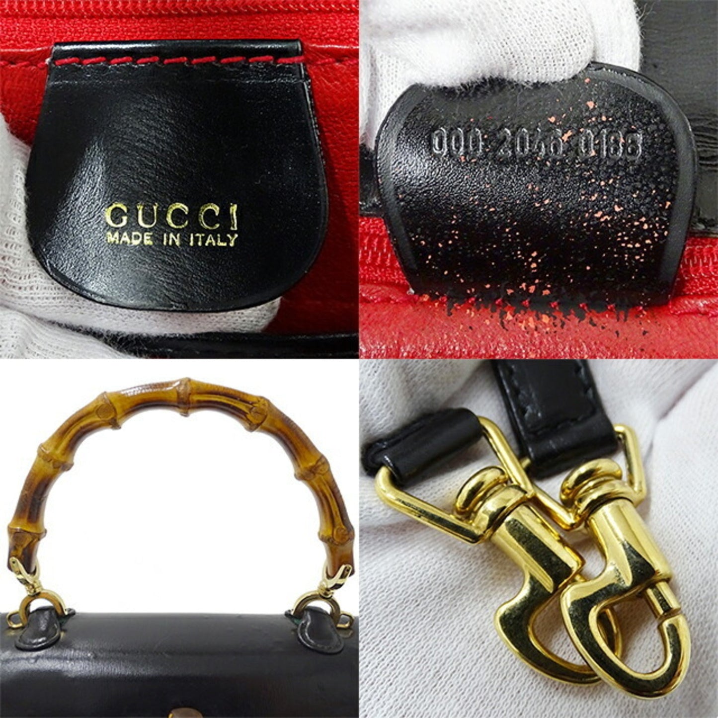 GUCCI Bag Women's Bamboo Handbag Shoulder 2way Leather Black 000 2046 0188