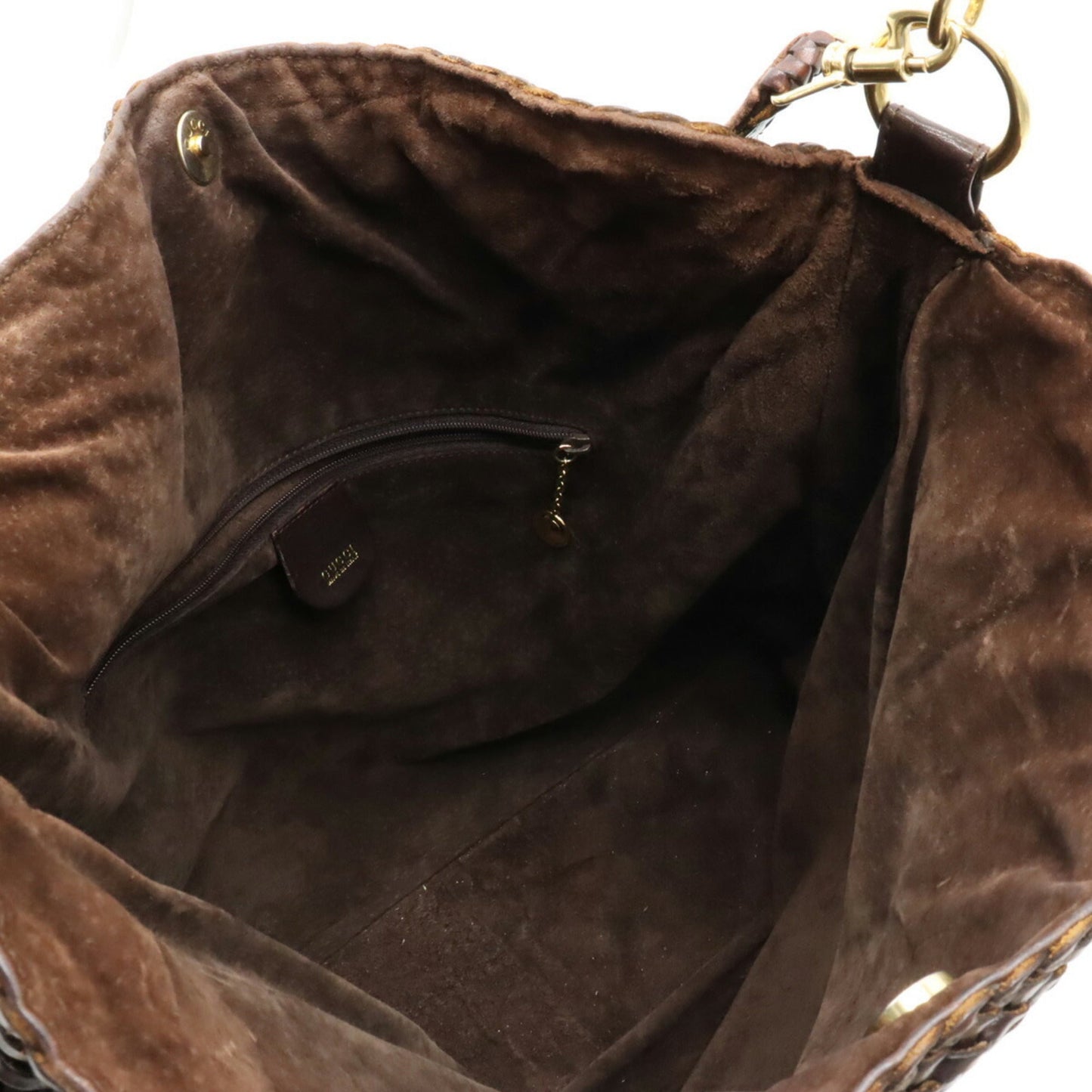 Gucci Bamboo HandBag Shoulder Bag Leather Dark Brown 001.2404.1577