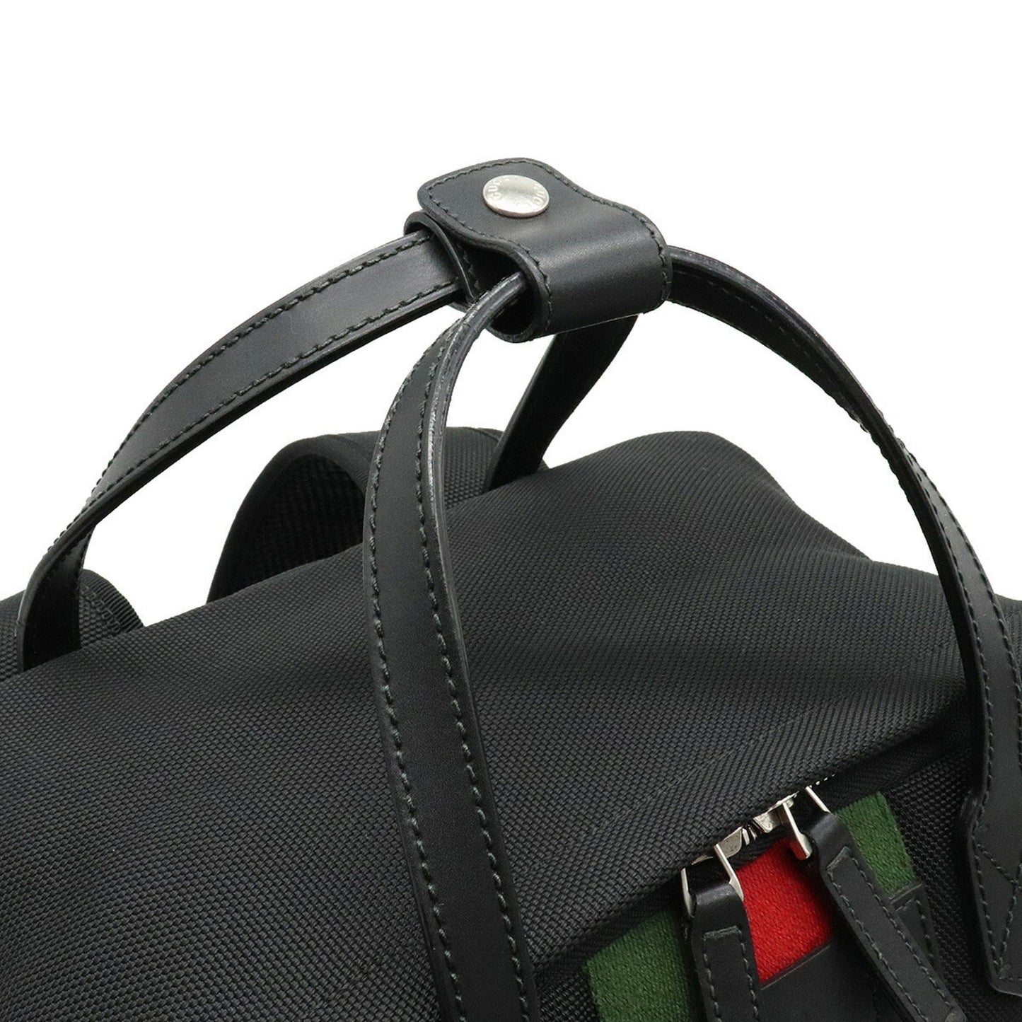 Gucci sherry line backpack rucksack techno canvas leather black green red 495558