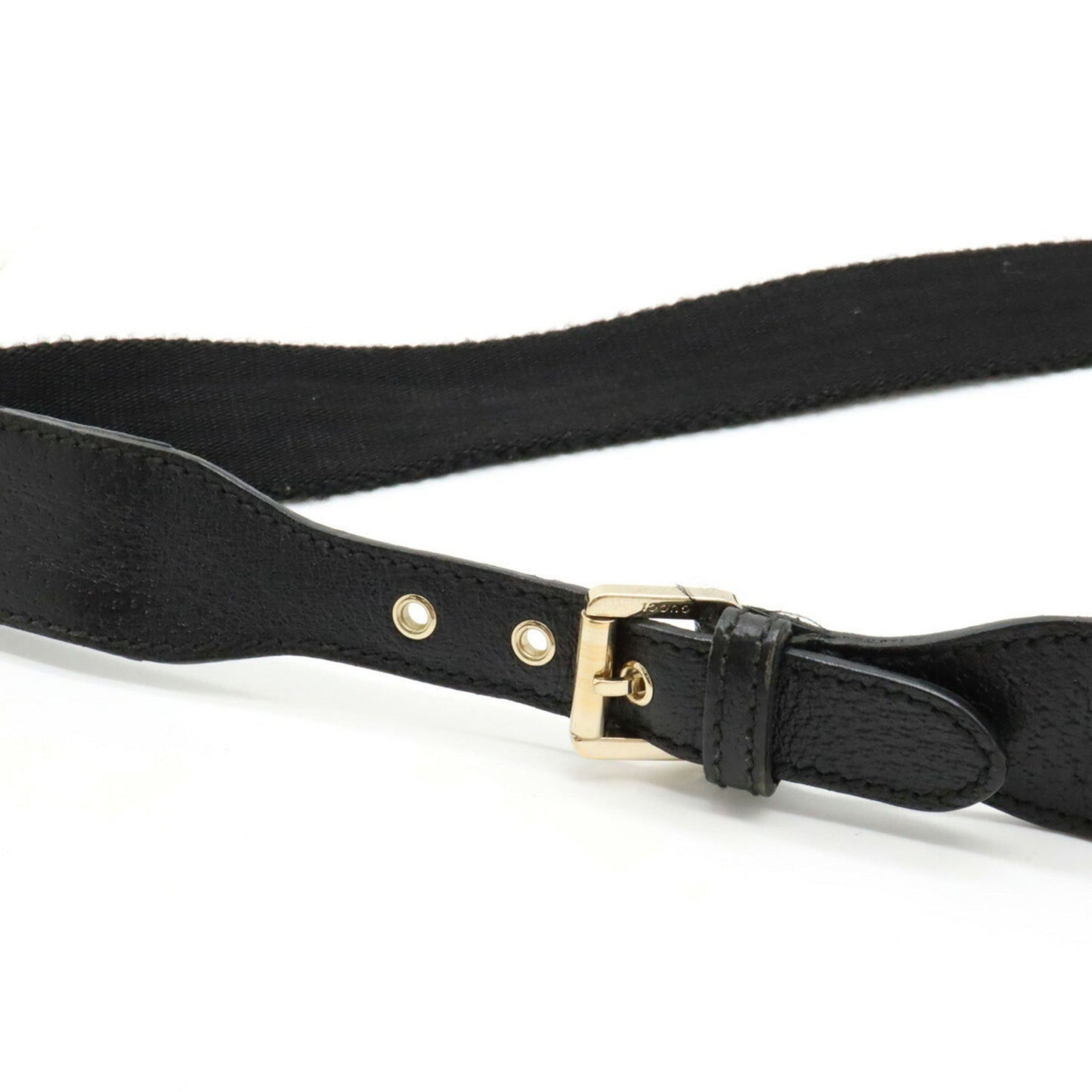 GUCCI GG Canvas Horsebit Shoulder Bag Leather Black 145809