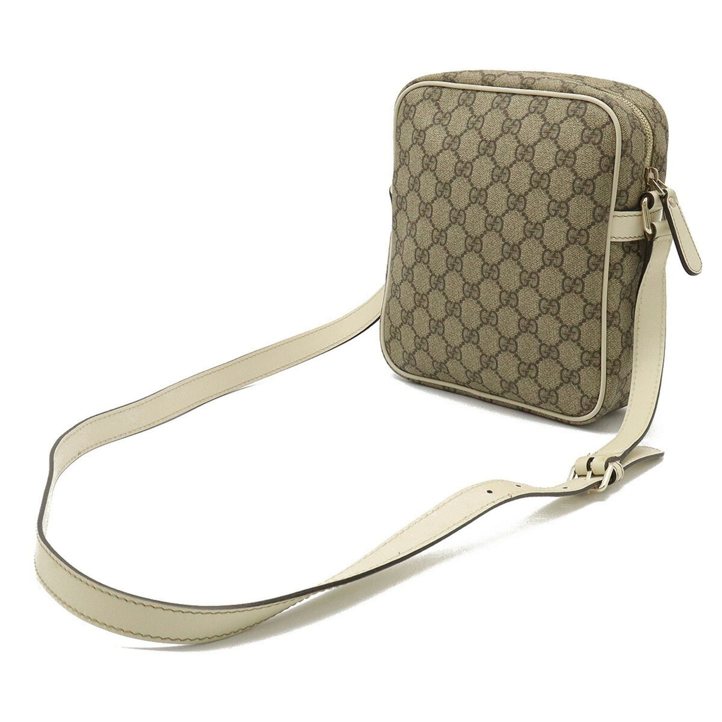 GUCCI GG Plus Supreme Shoulder Bag Pochette PVC Leather Khaki Beige Brown Ivory 233268