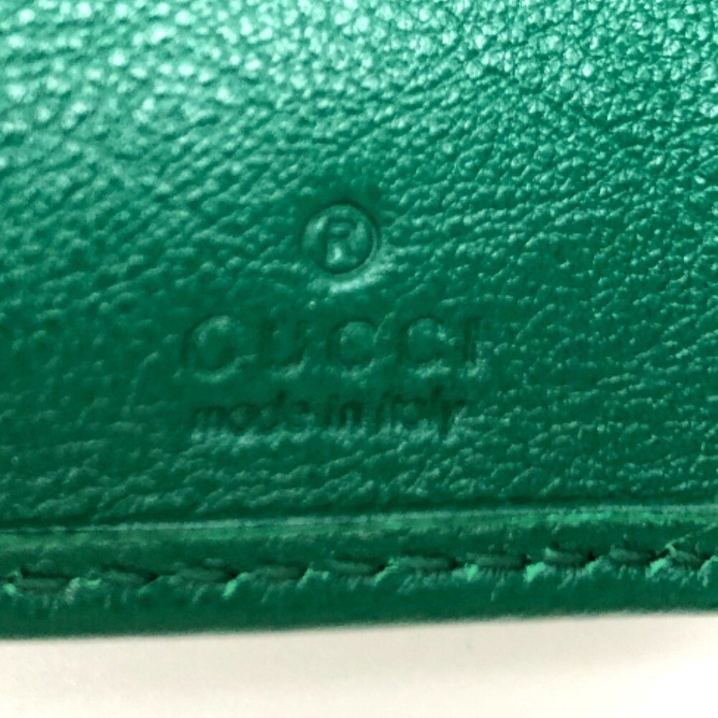 Gucci trifold wallet bamboo medium 658633 leather green ladies GUCCI