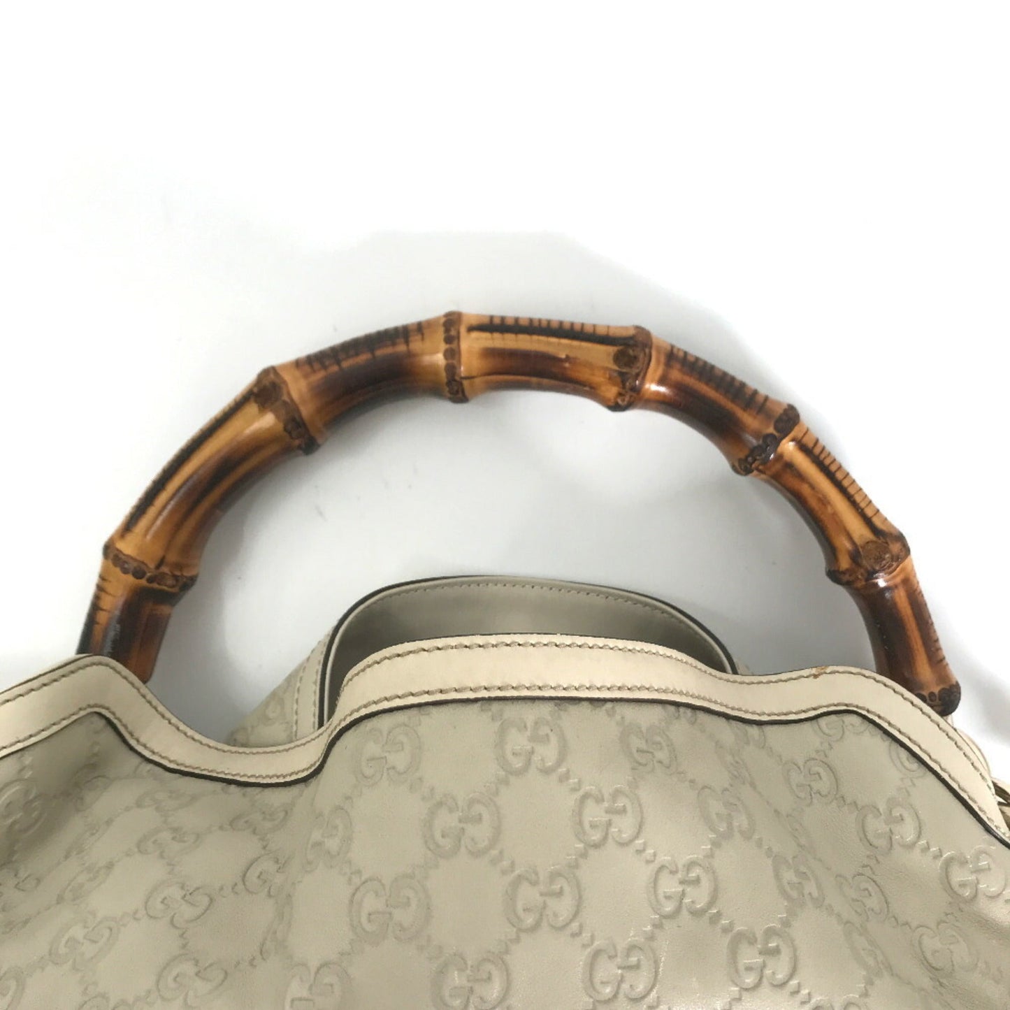 GUCCI Handbag Shima Bamboo 2way Shoulder 169976 Leather Cream Ladies