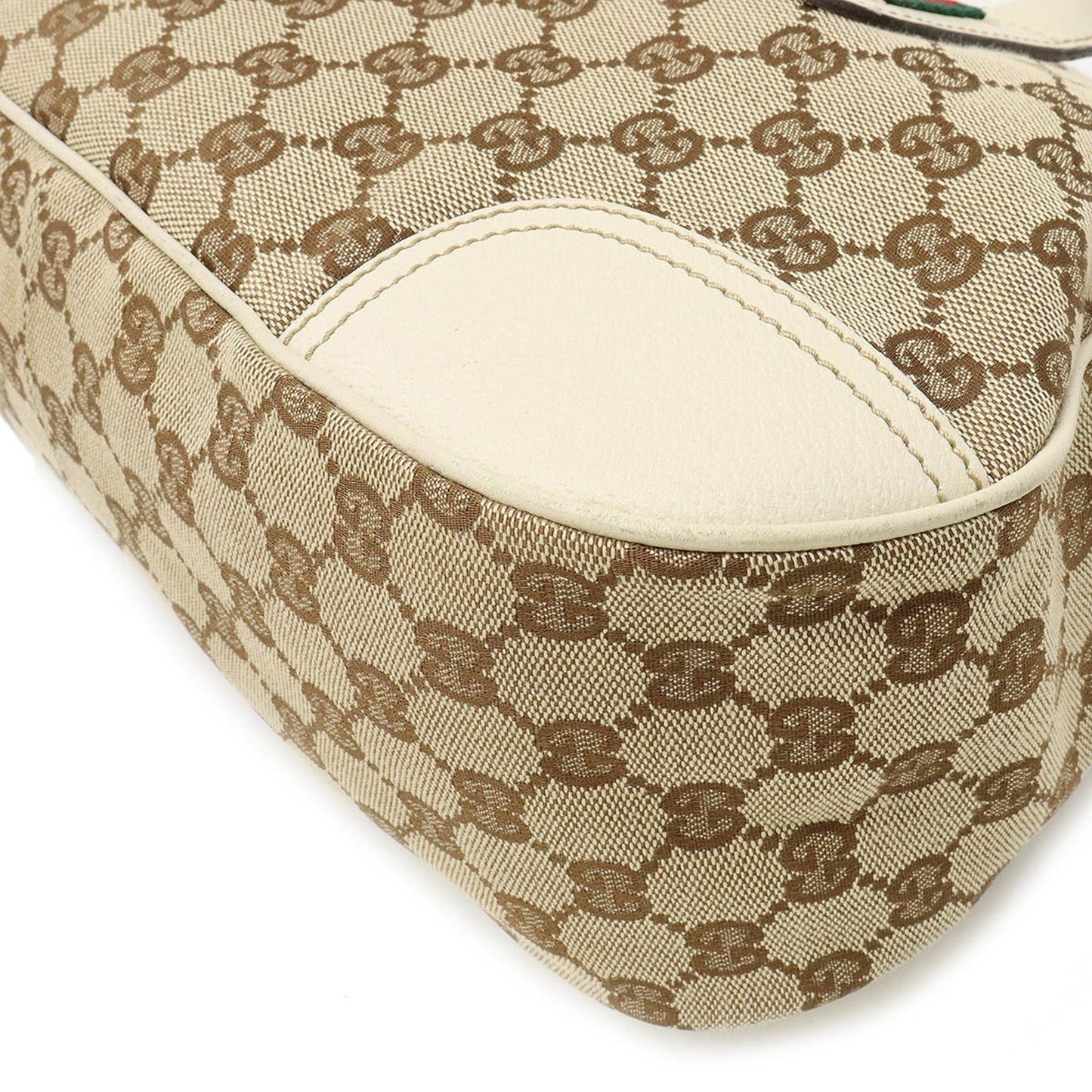 GUCCI GG Canvas Princey Sherry Line Handbag Shoulder Bag Leather Beige Ivory 211977