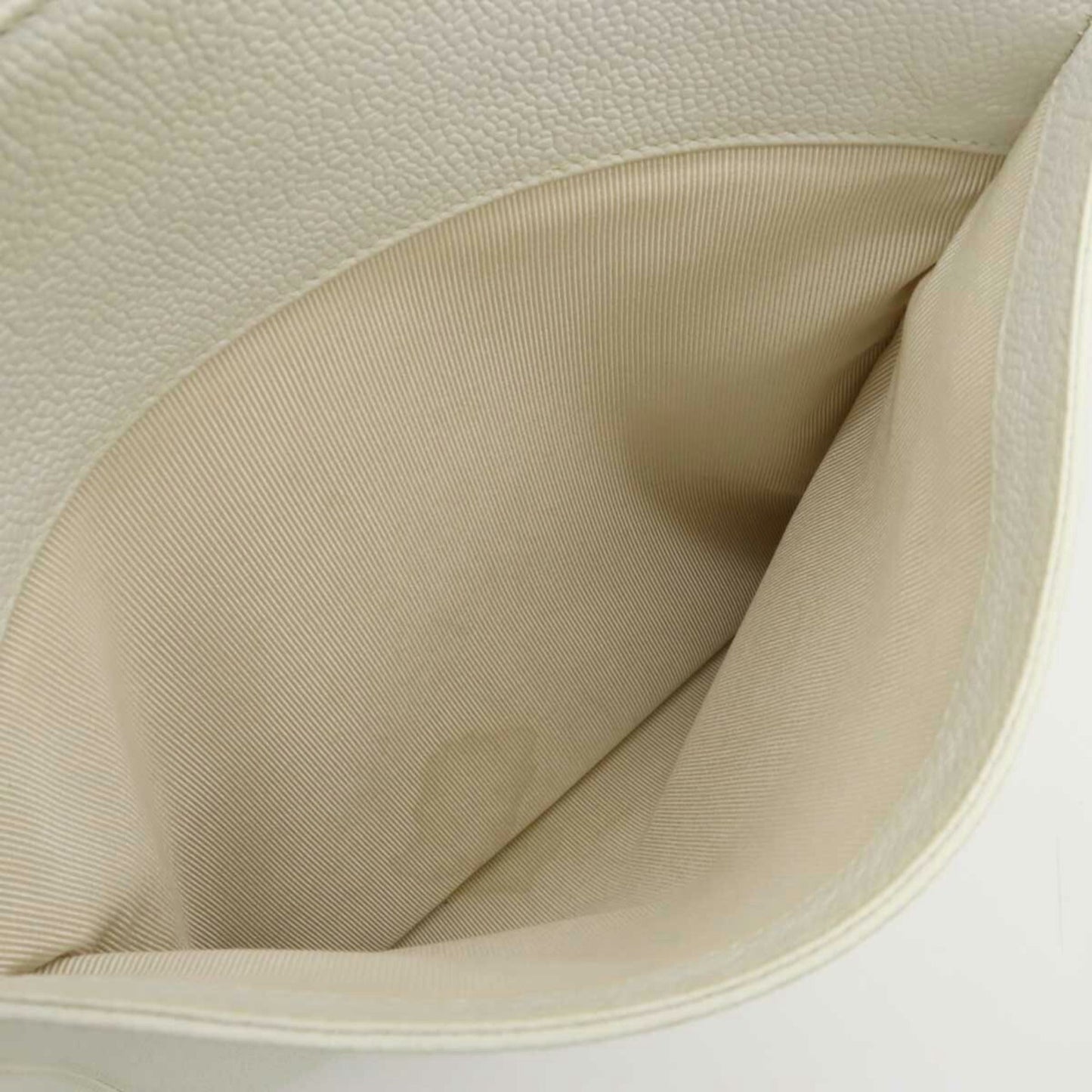 CHANEL tote bag shoulder caviar skin leather white
