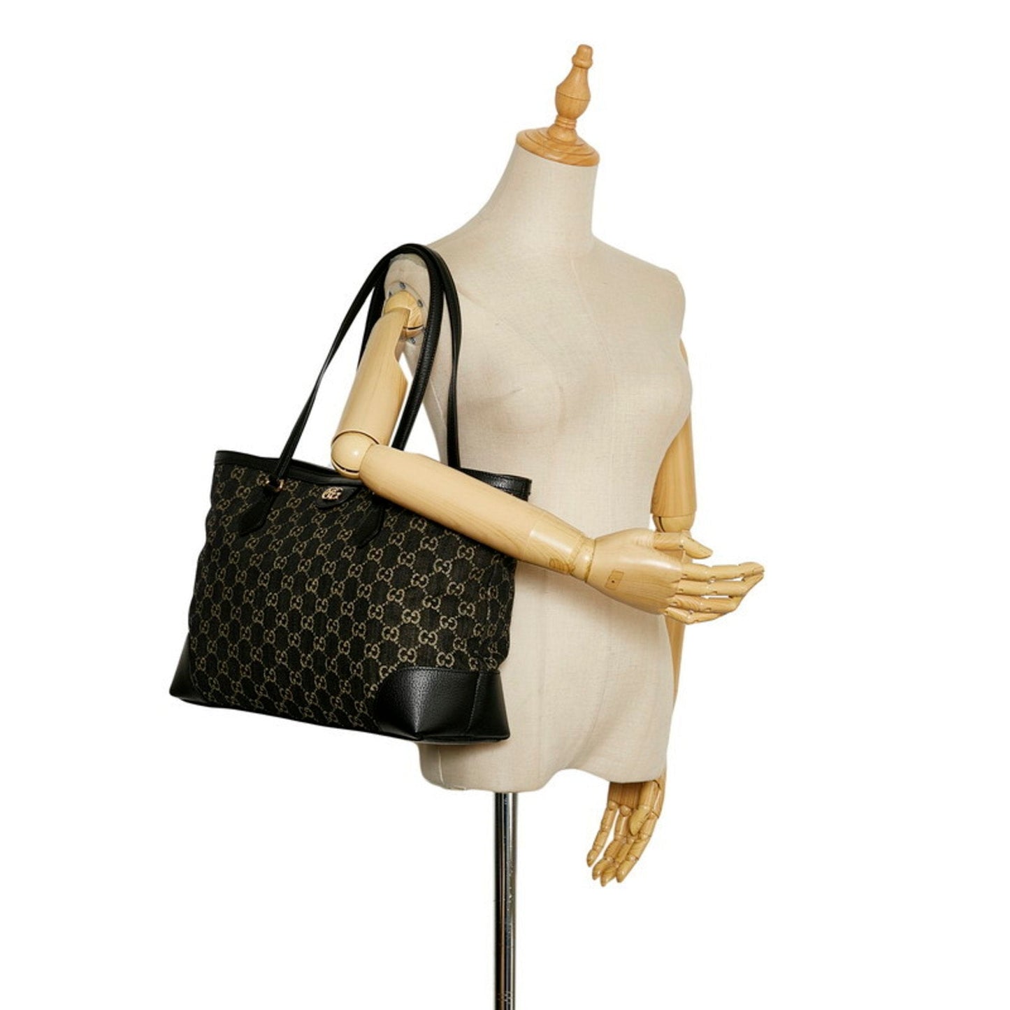 Gucci Offdia GG Medium Tote Bag 631685 Black Canvas Leather Ladies GUCCI