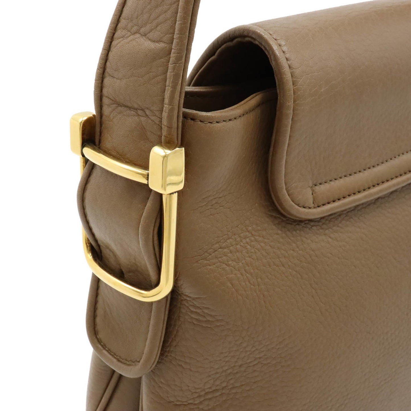 GUCCI Double G Detail Shoulder Bag Leather Mocha Beige 251809