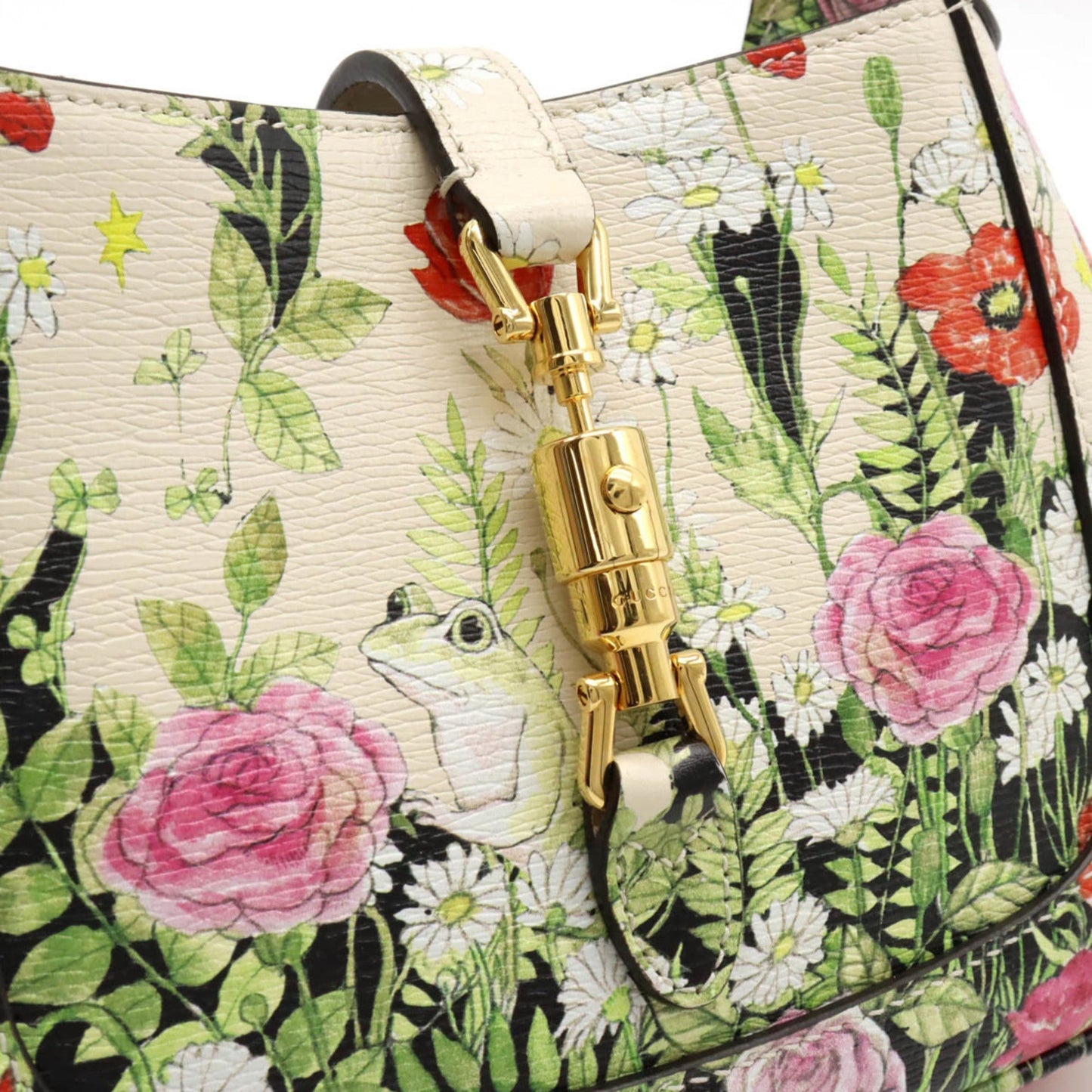 GUCCI Jackie 1961 Hobo Handbag Shoulder Higuchi Yuko Collaboration Flower Leather Ivory Day Limited 637091