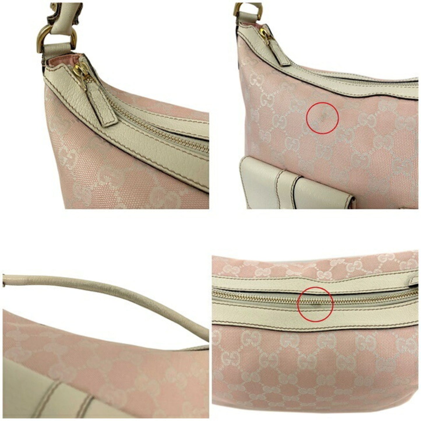 Gucci Bag Pink White Abbey 153025 Canvas Leather GUCCI Ladies GG
