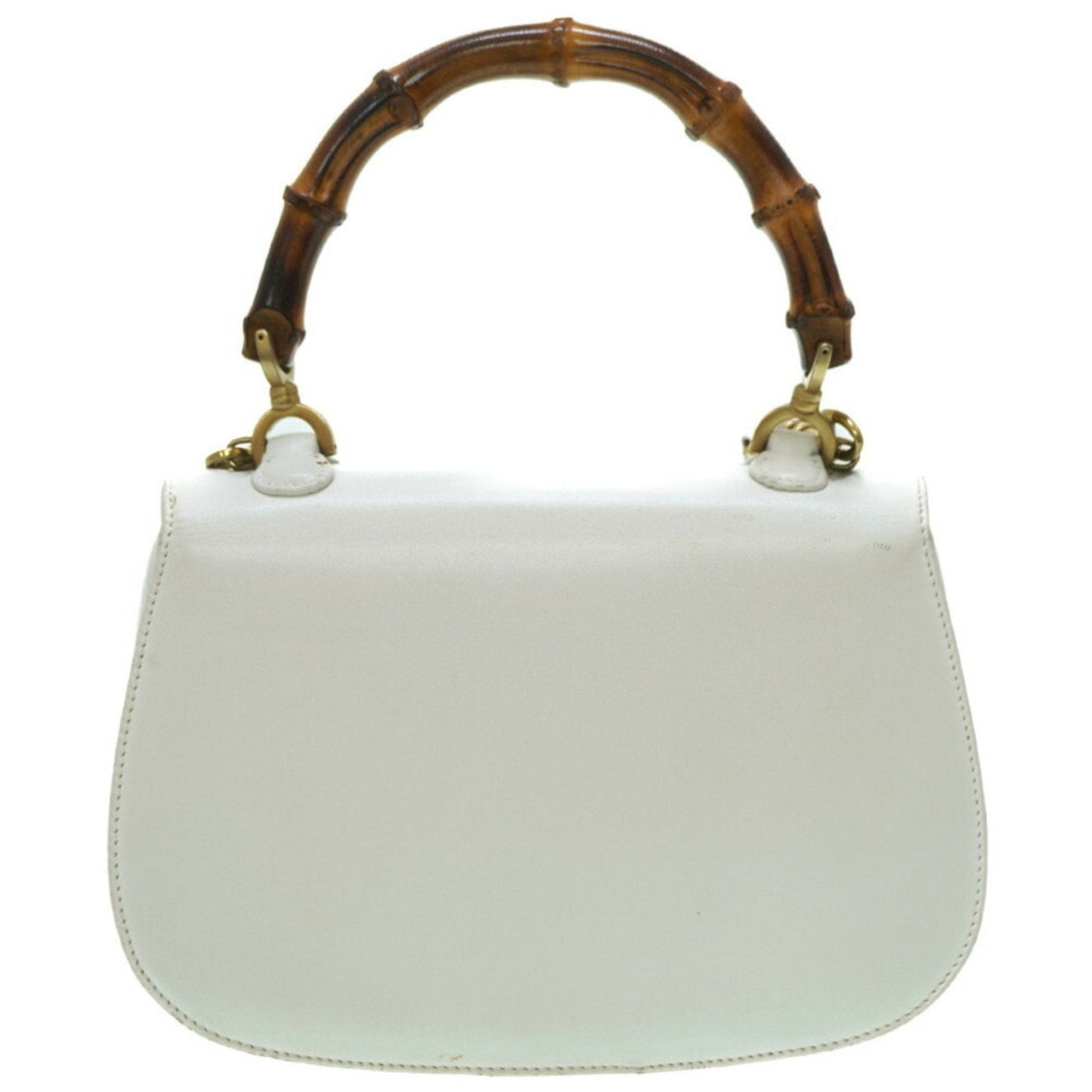 GUCCI bamboo shoulder handbag leather white strap