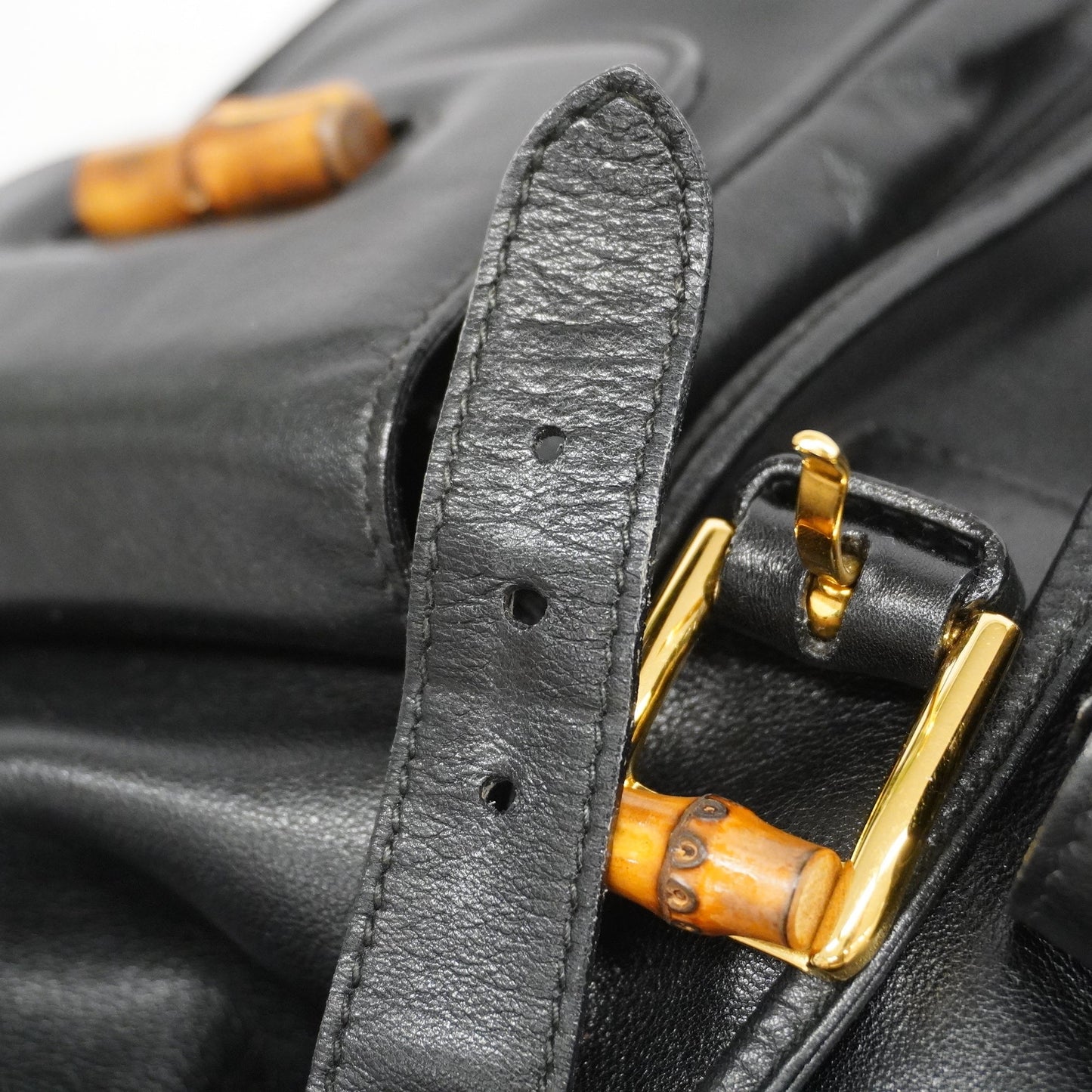 Gucci Bamboo Rucksack 003 2058 0016 Women,Men,Unisex Leather Backpack Black