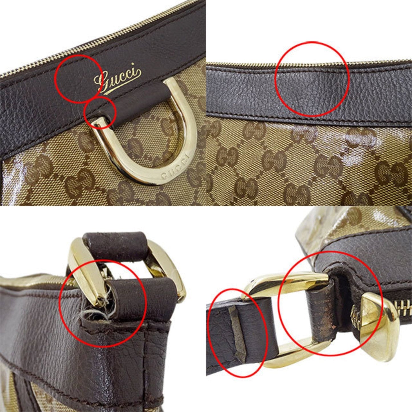 Gucci Bag Ladies Shoulder GG Crystal Brown Beige 265691 Compact