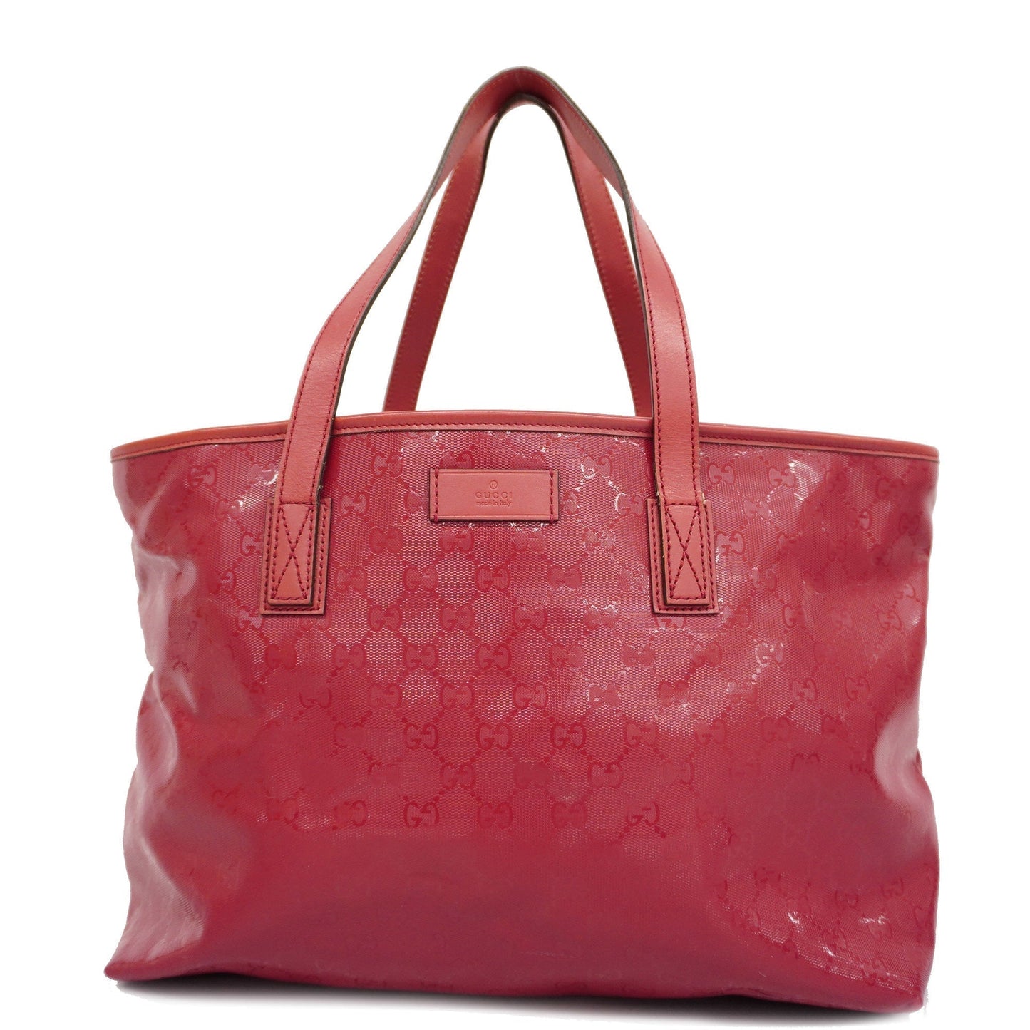 GUCCI GG Imprime 211137 Women's Leather Tote Bag Red Color