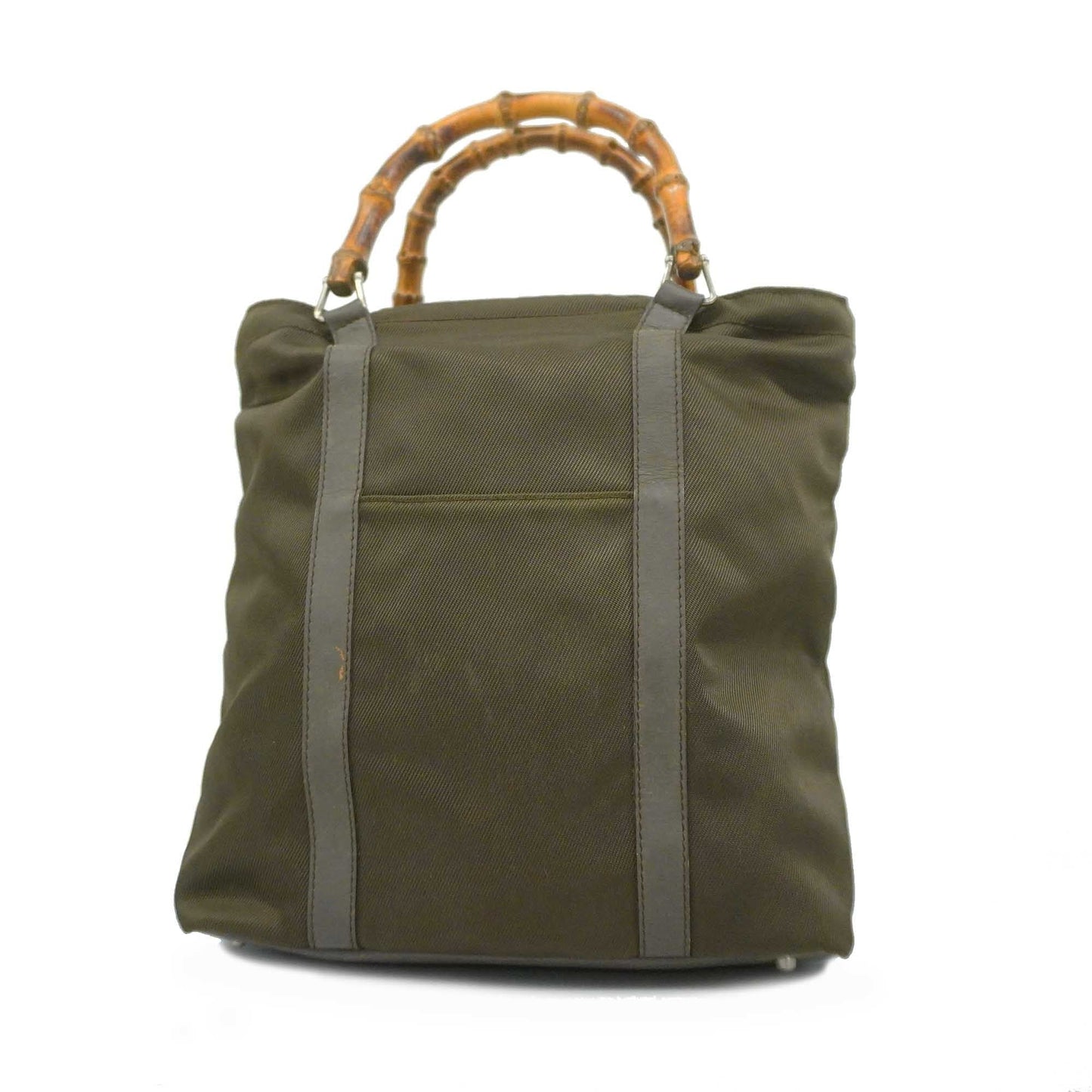 GUCCI Bamboo Handbag 000 1998 0508 Women's Nylon Canvas Handbag Brown
