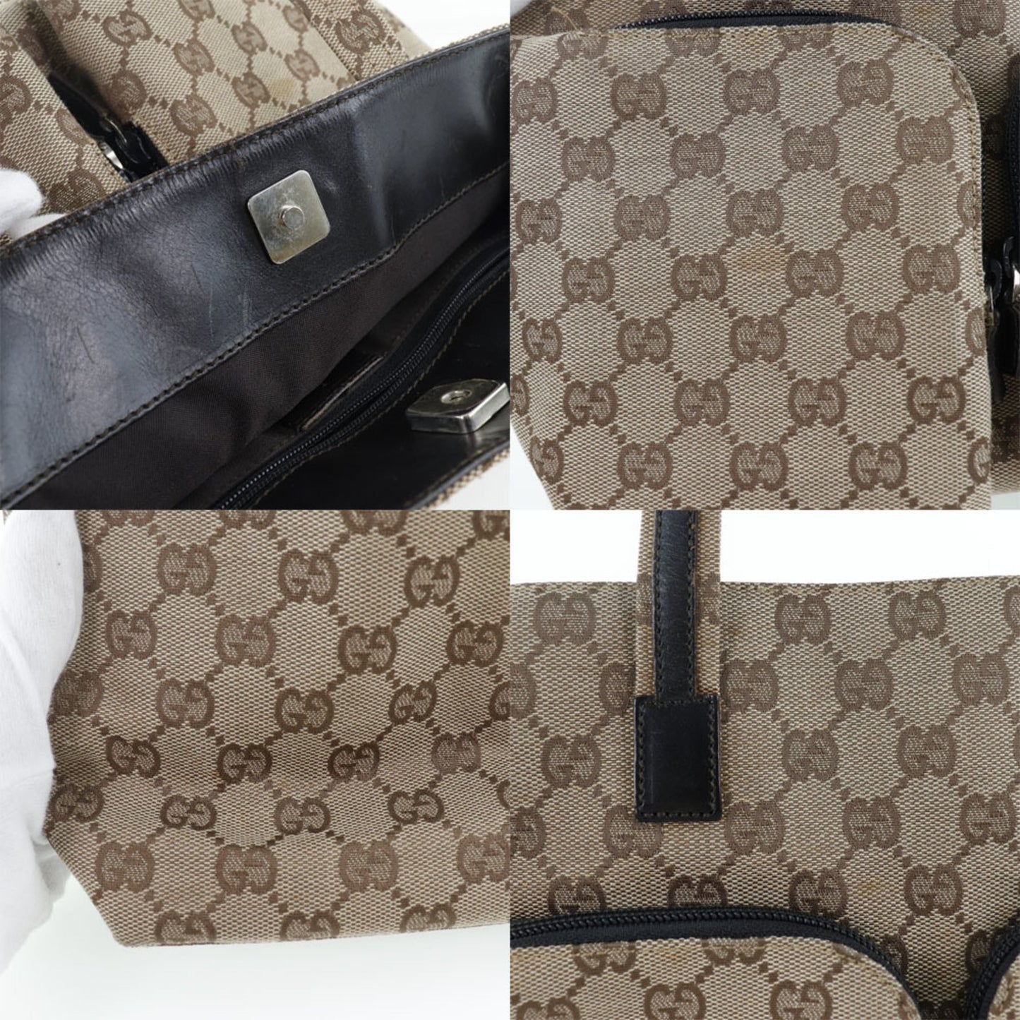 Gucci 002-1080 GG Canvas Beige Women's Tote Bag